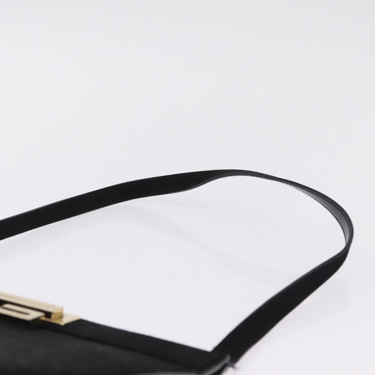 GUCCI Shoulder Bag Suede Black Gold Tone 001 1364 1863 Auth 211030
