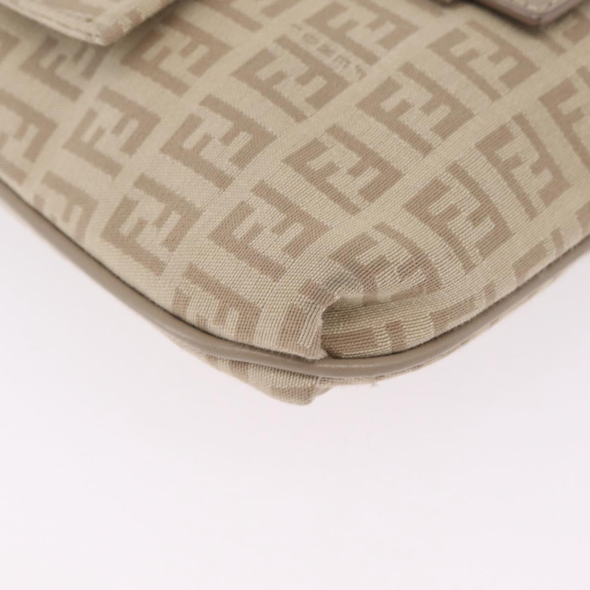 FENDI Zucchino Canvas Shoulder Bag Beige Silver 8BT075 Auth 211031