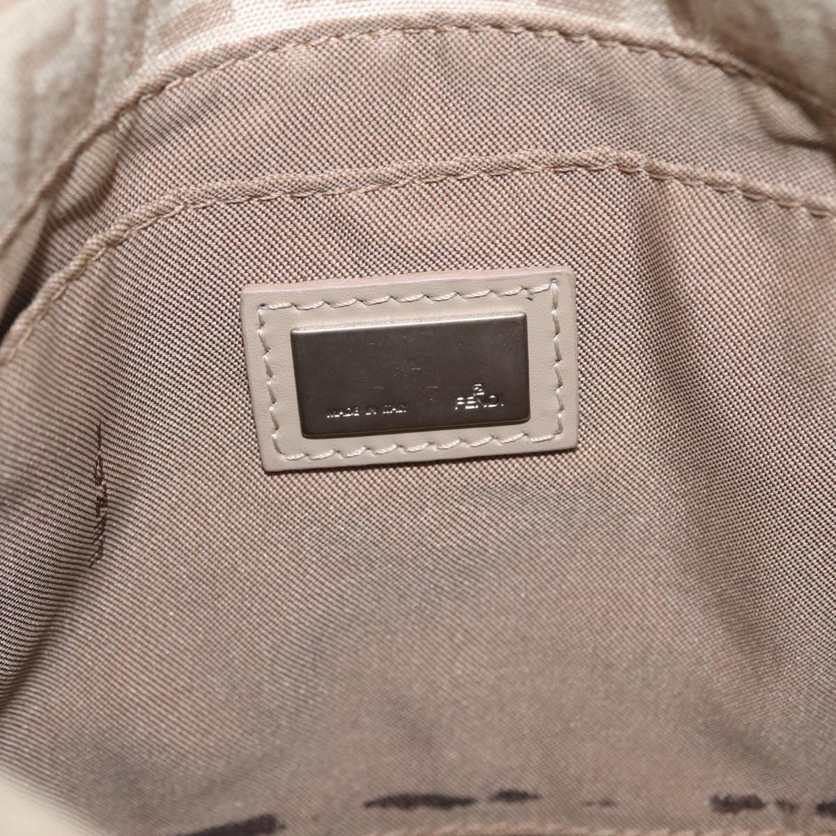 FENDI Zucchino Canvas Shoulder Bag Beige Silver 8BT075 Auth 211031