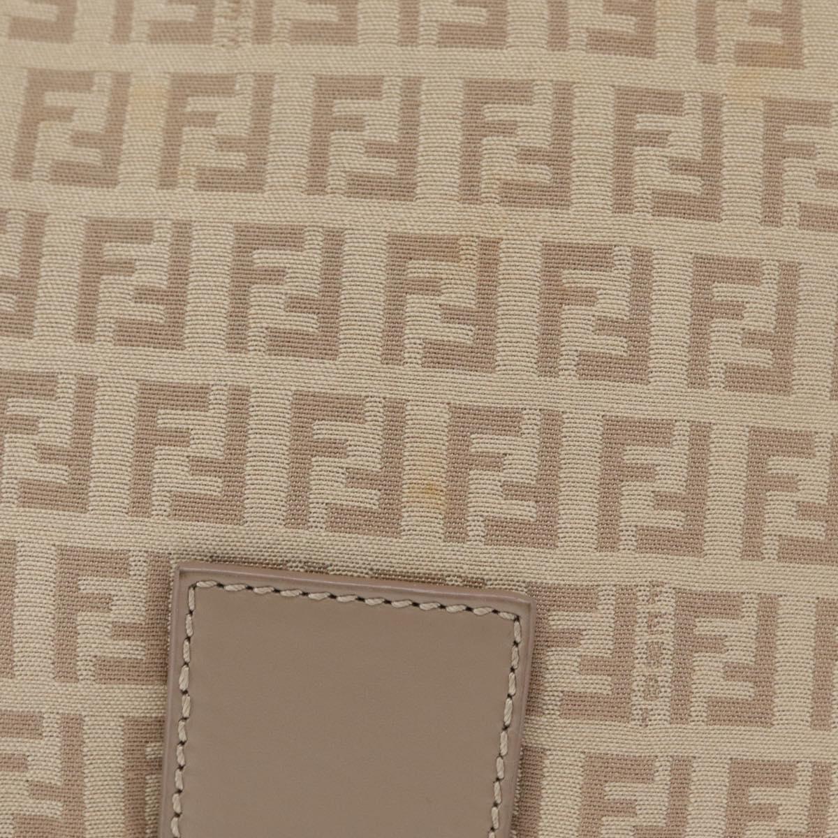 FENDI Zucchino Canvas Shoulder Bag Beige Silver 8BT075 Auth 211031