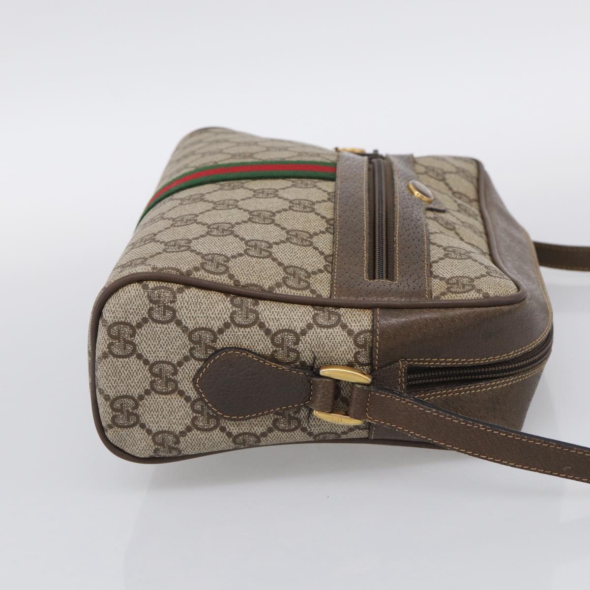 GUCCI GG Supreme Web Sherry Line Shoulder Bag PVC Beige 68 02 005 Auth 211033