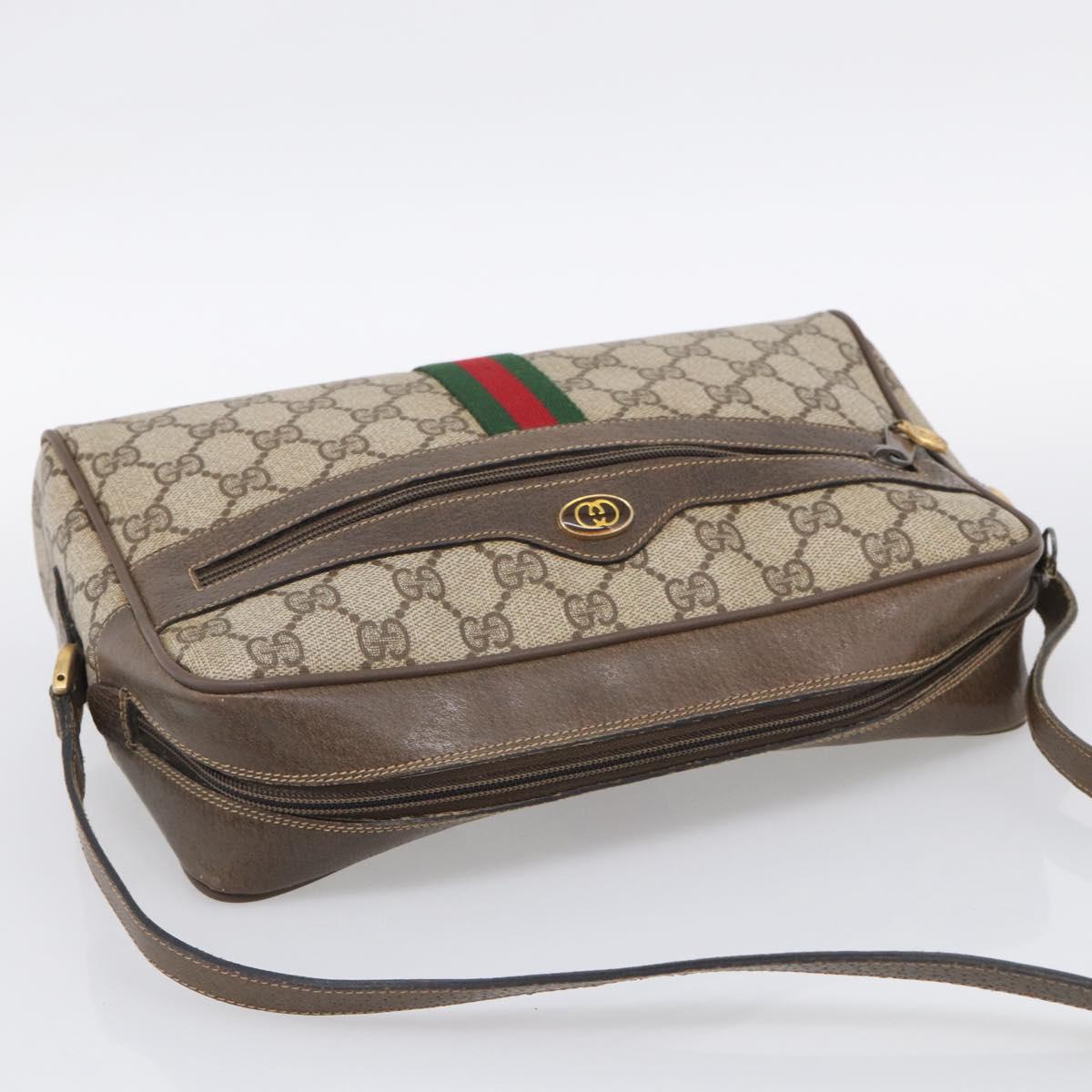 GUCCI GG Supreme Web Sherry Line Shoulder Bag PVC Beige 68 02 005 Auth 211033