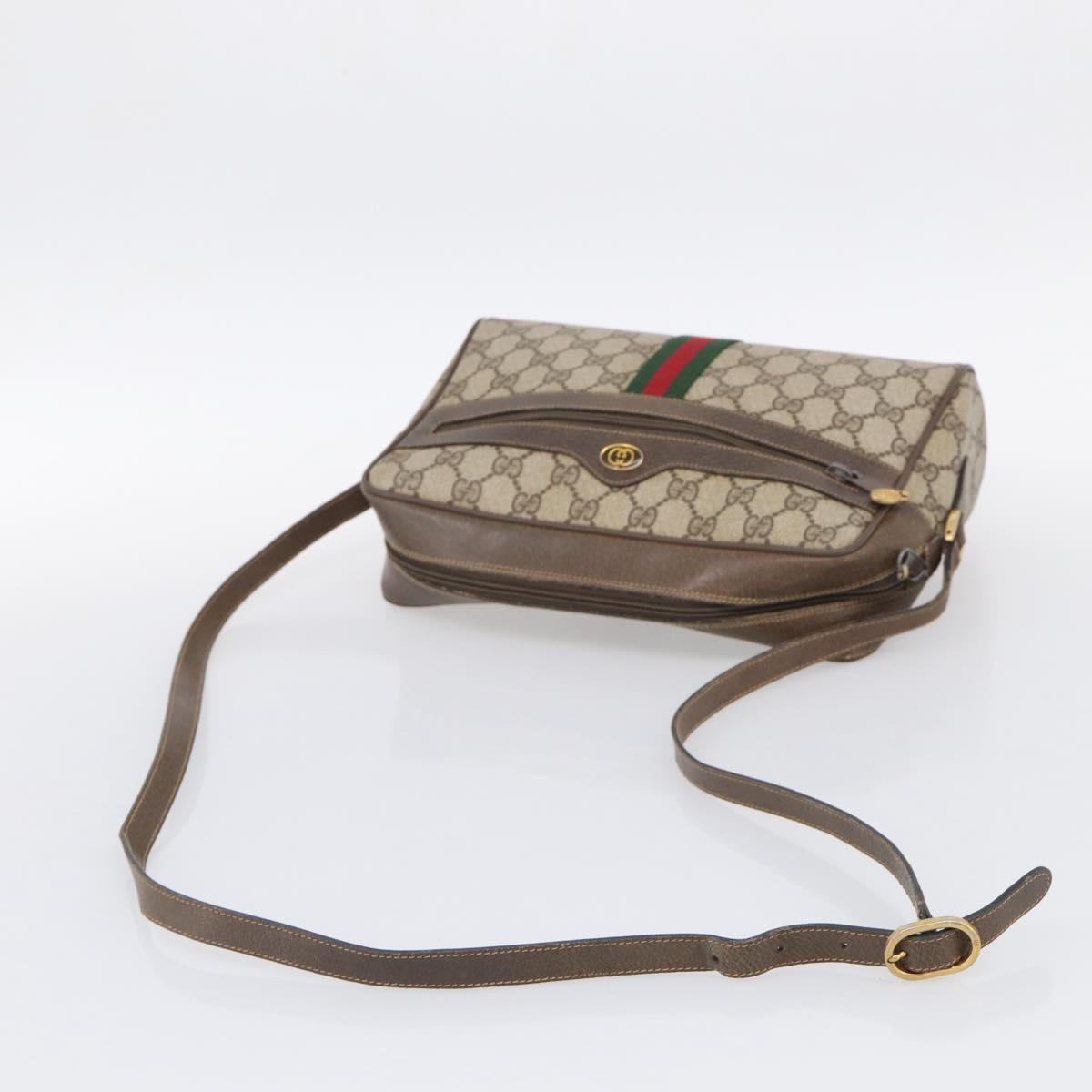 GUCCI GG Supreme Web Sherry Line Shoulder Bag PVC Beige 68 02 005 Auth 211033