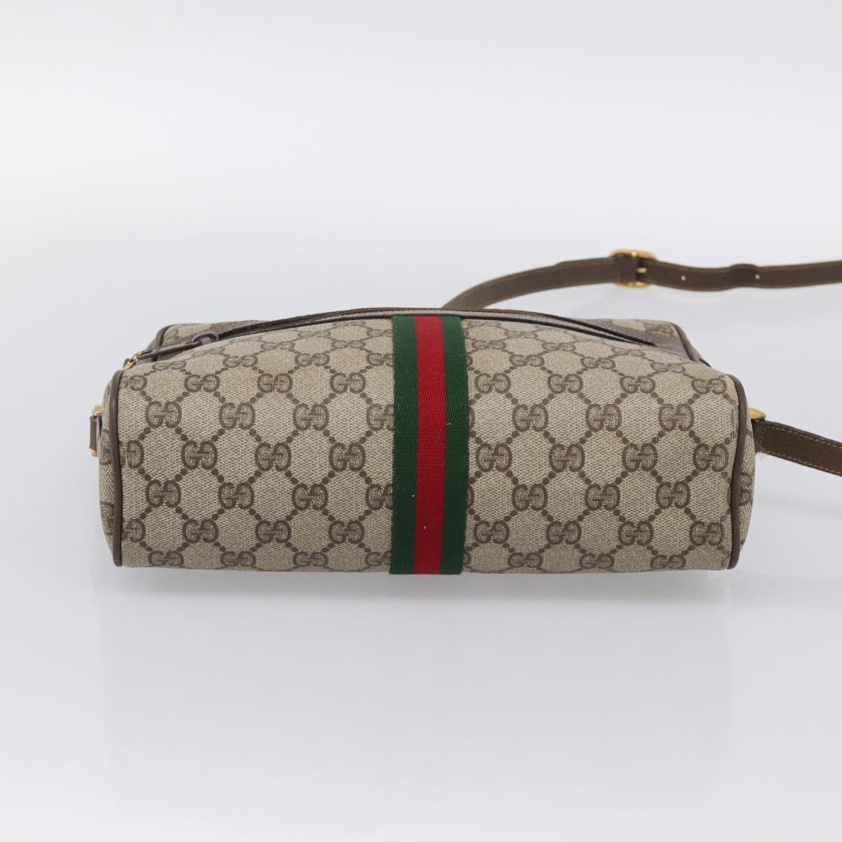 GUCCI GG Supreme Web Sherry Line Shoulder Bag PVC Beige 68 02 005 Auth 211033