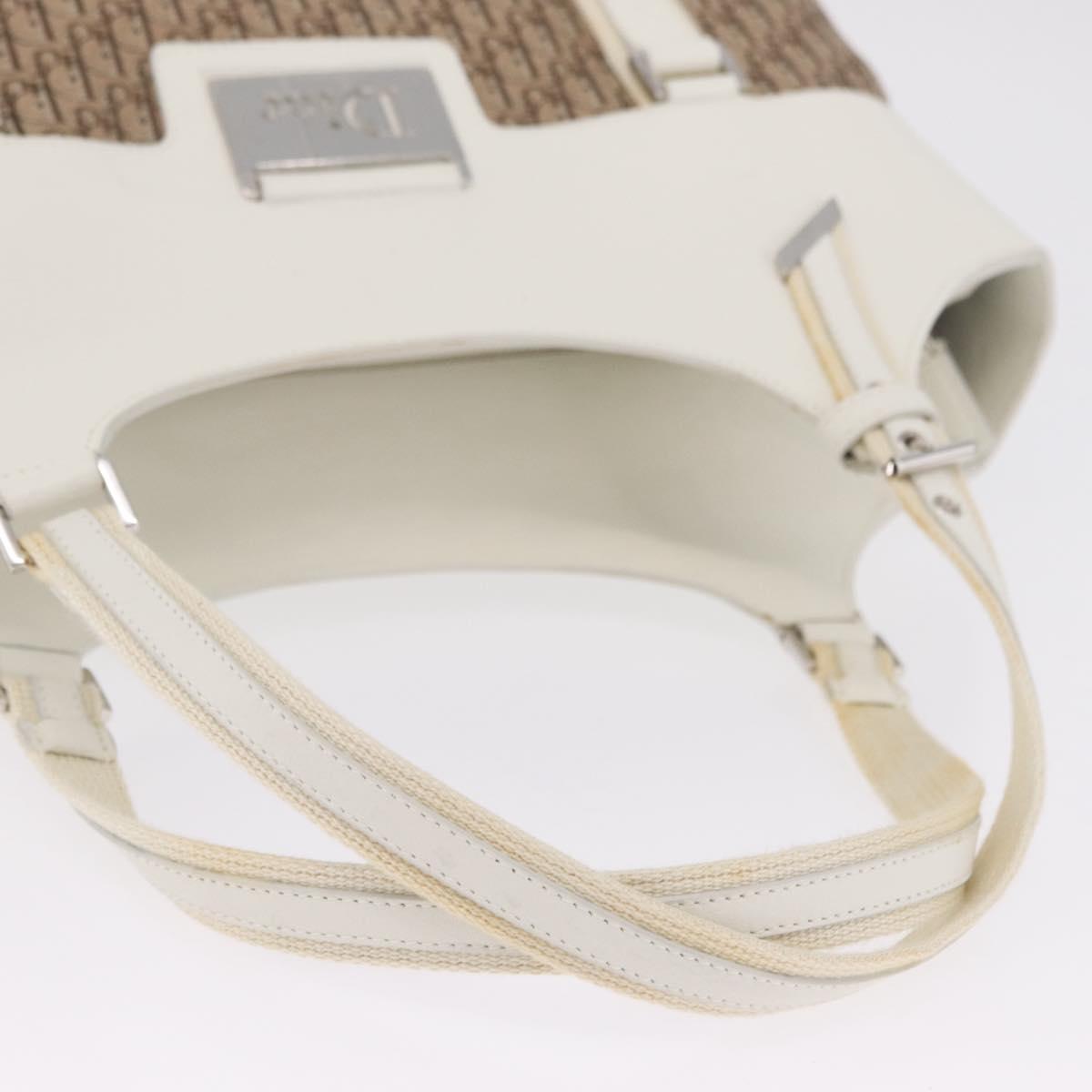 Christian Dior Trotter Canvas Tote Bag Beige Silver Auth 211034V