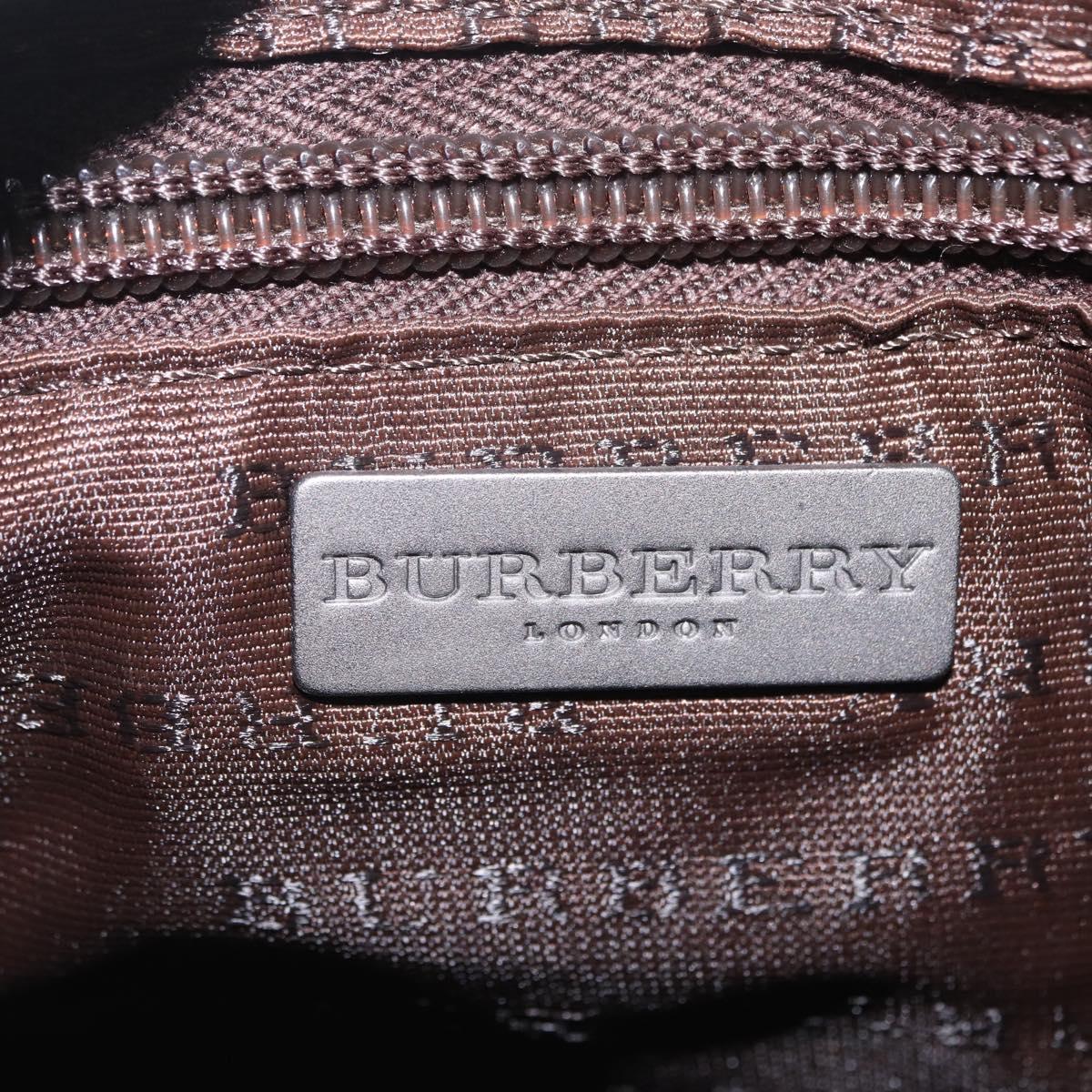 BURBERRY Nova Check Boston Bag PVC Beige Silver Auth 211035