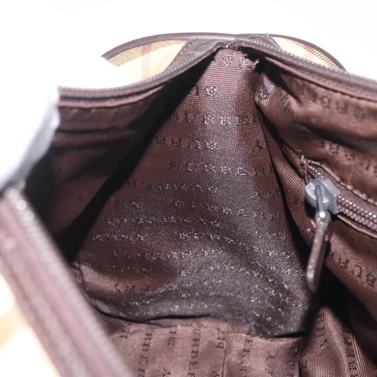 BURBERRY Nova Check Boston Bag PVC Beige Silver Auth 211035
