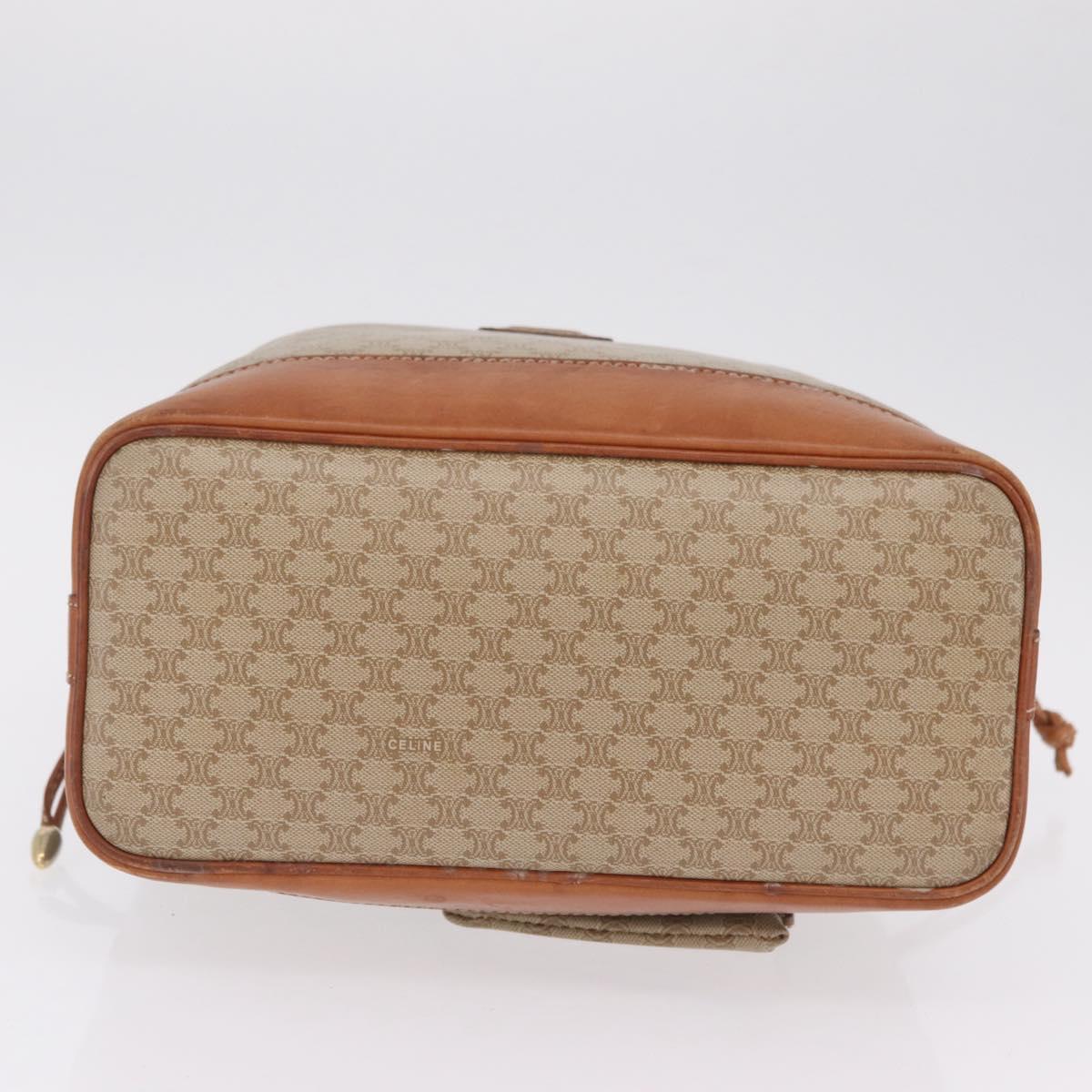 CELINE Macadam Shoulder Bag PVC Beige Gold Tone Auth 211036