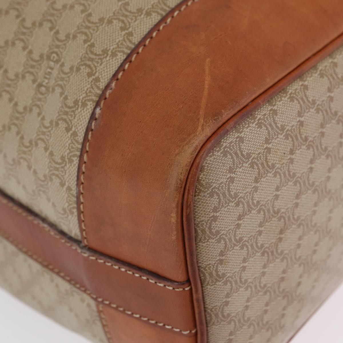 CELINE Macadam Shoulder Bag PVC Beige Gold Tone Auth 211036