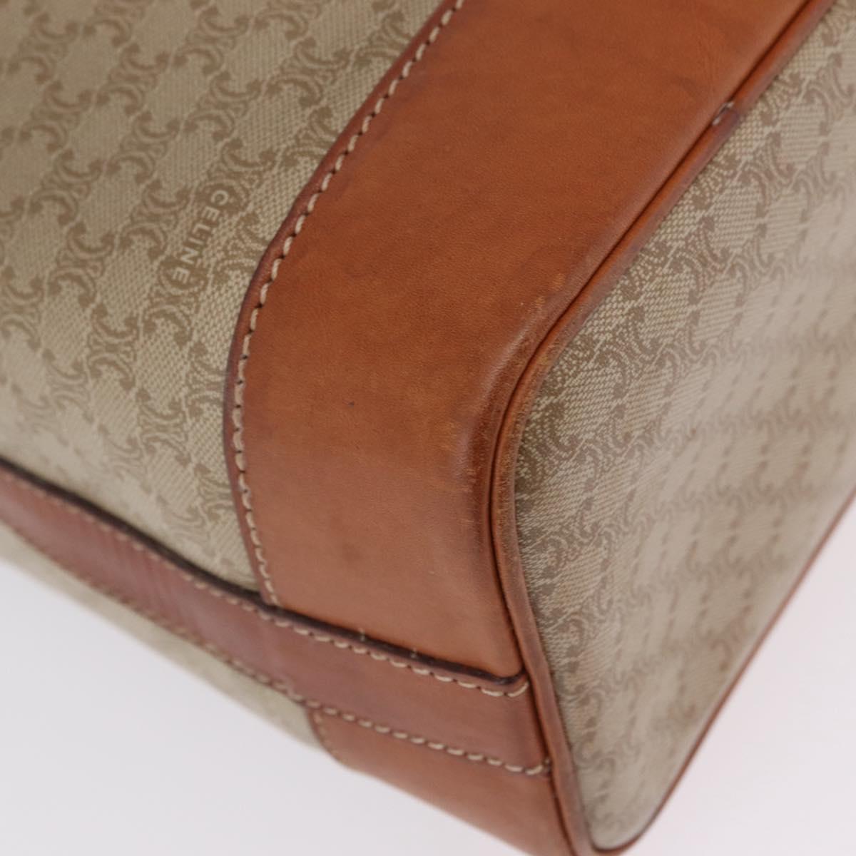 CELINE Macadam Shoulder Bag PVC Beige Gold Tone Auth 211036