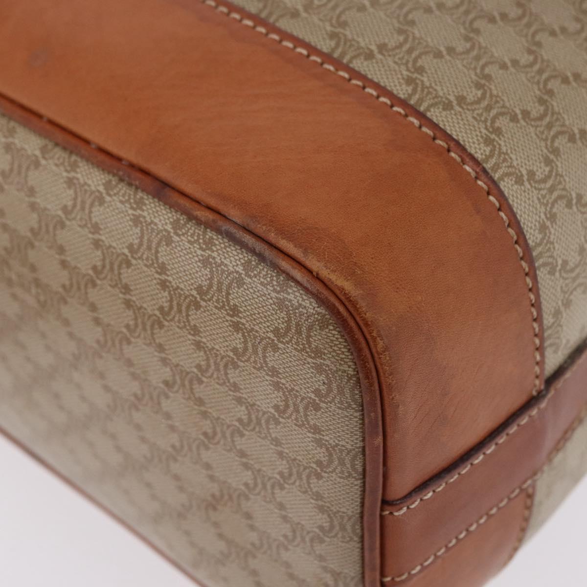 CELINE Macadam Shoulder Bag PVC Beige Gold Tone Auth 211036