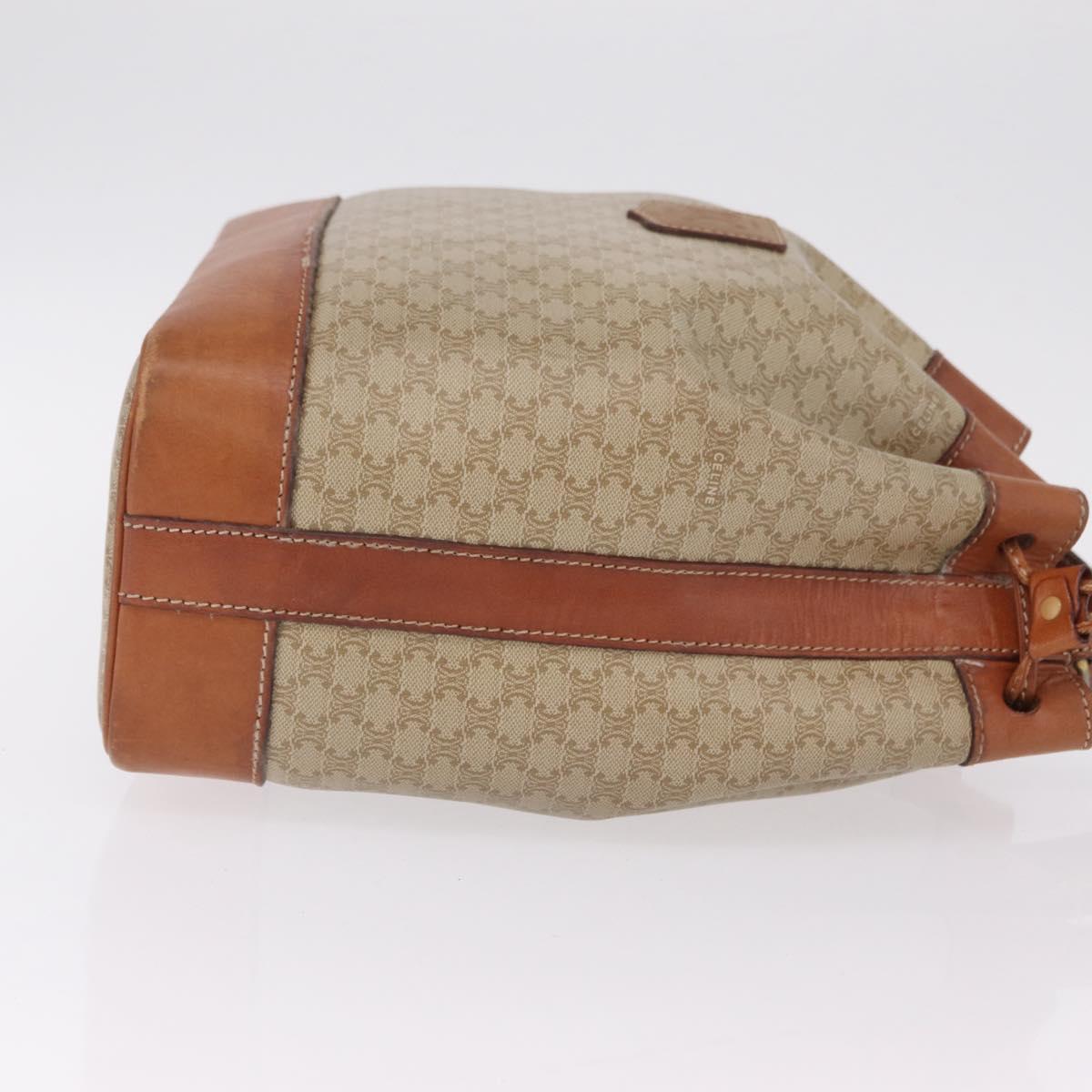 CELINE Macadam Shoulder Bag PVC Beige Gold Tone Auth 211036