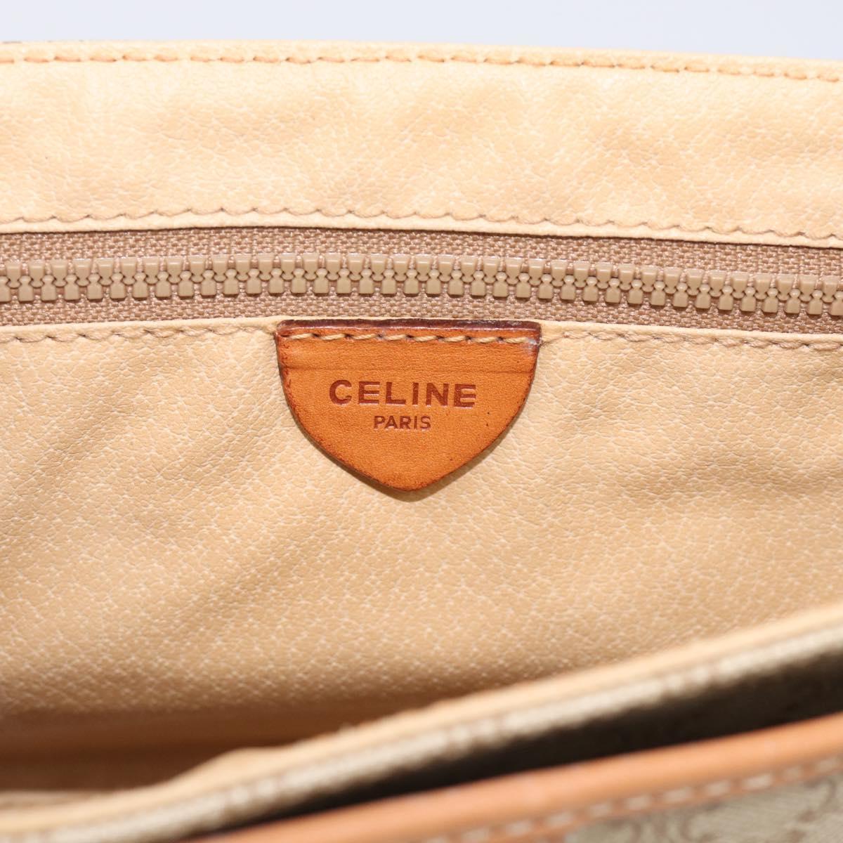 CELINE Macadam Shoulder Bag PVC Beige Gold Tone Auth 211040A