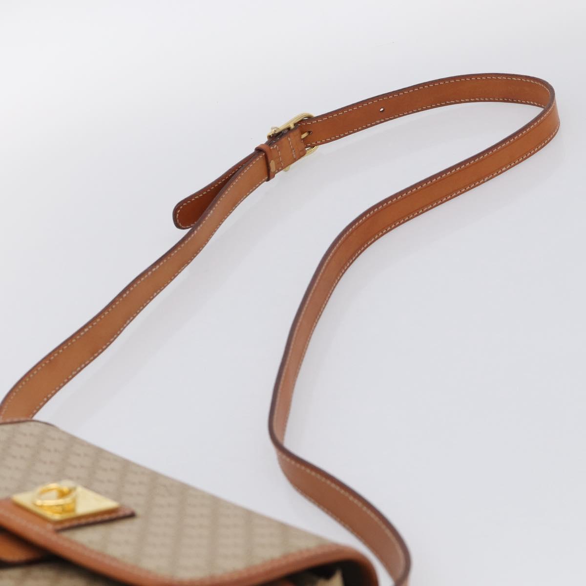 CELINE Macadam Shoulder Bag PVC Beige Gold Tone Auth 211040A