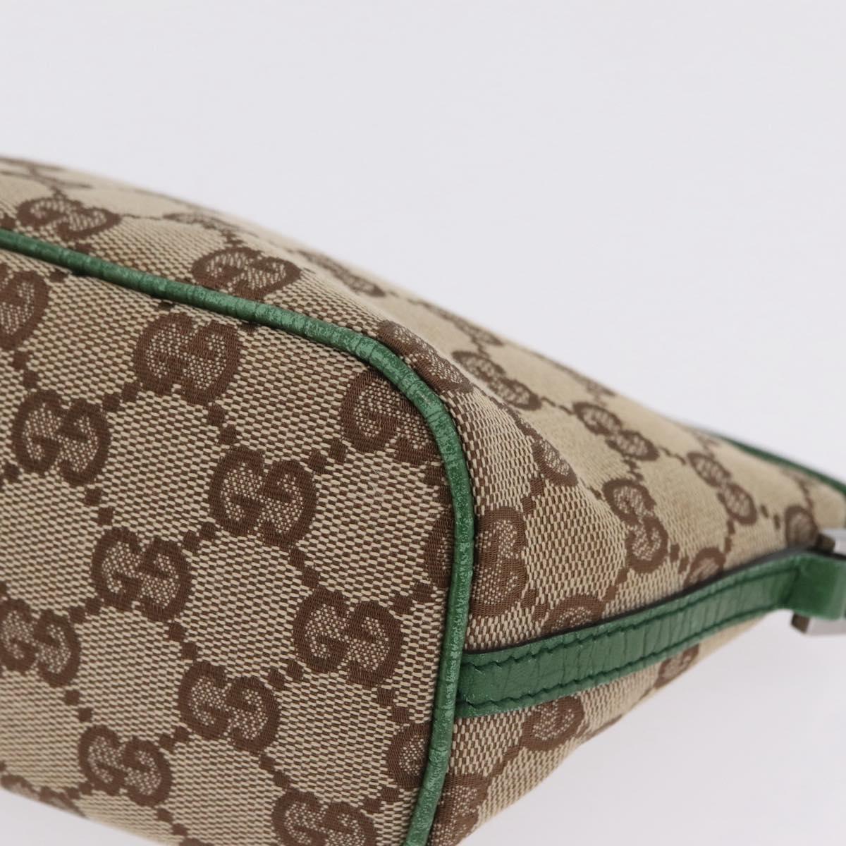 GUCCI GG Canvas Accessory Pouch Beige Silver 07198 Auth 211042V