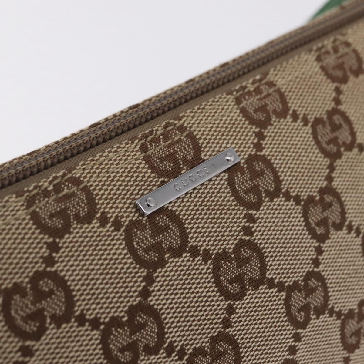 GUCCI GG Canvas Accessory Pouch Beige Silver 07198 Auth 211042V