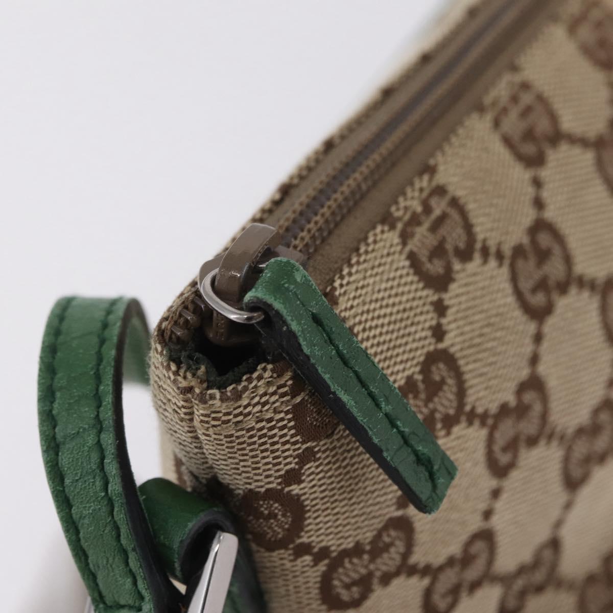 GUCCI GG Canvas Accessory Pouch Beige Silver 07198 Auth 211042V