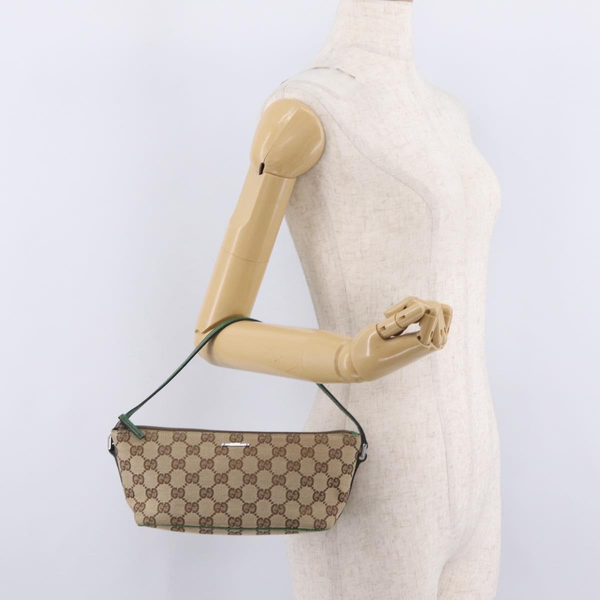 GUCCI GG Canvas Accessory Pouch Beige Silver 07198 Auth 211042V