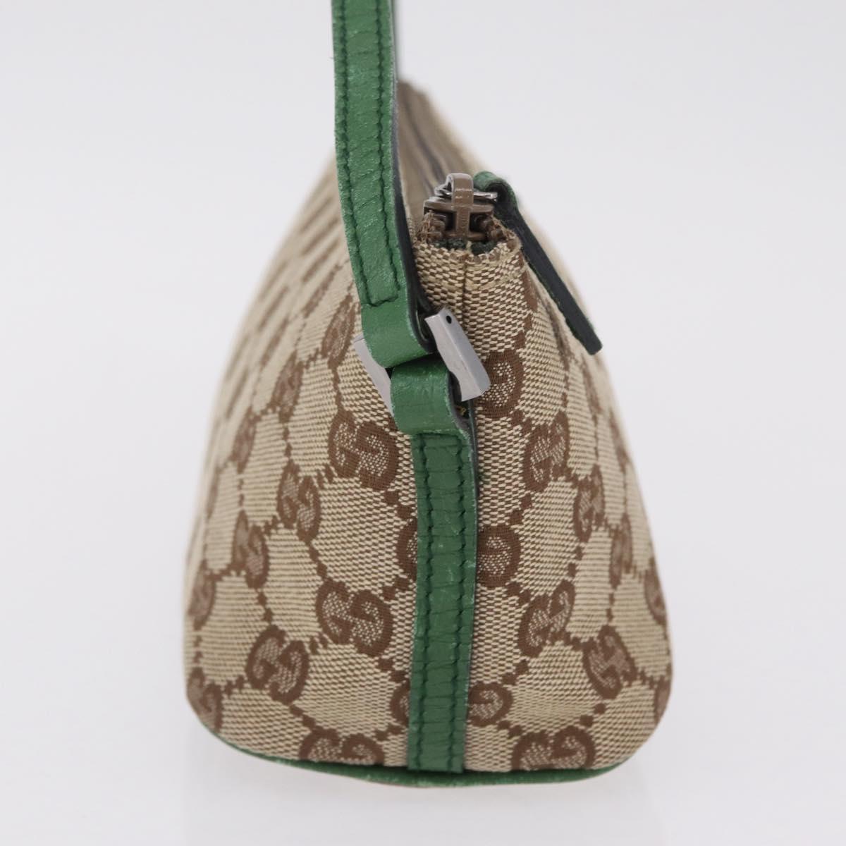 GUCCI GG Canvas Accessory Pouch Beige Silver 07198 Auth 211042V