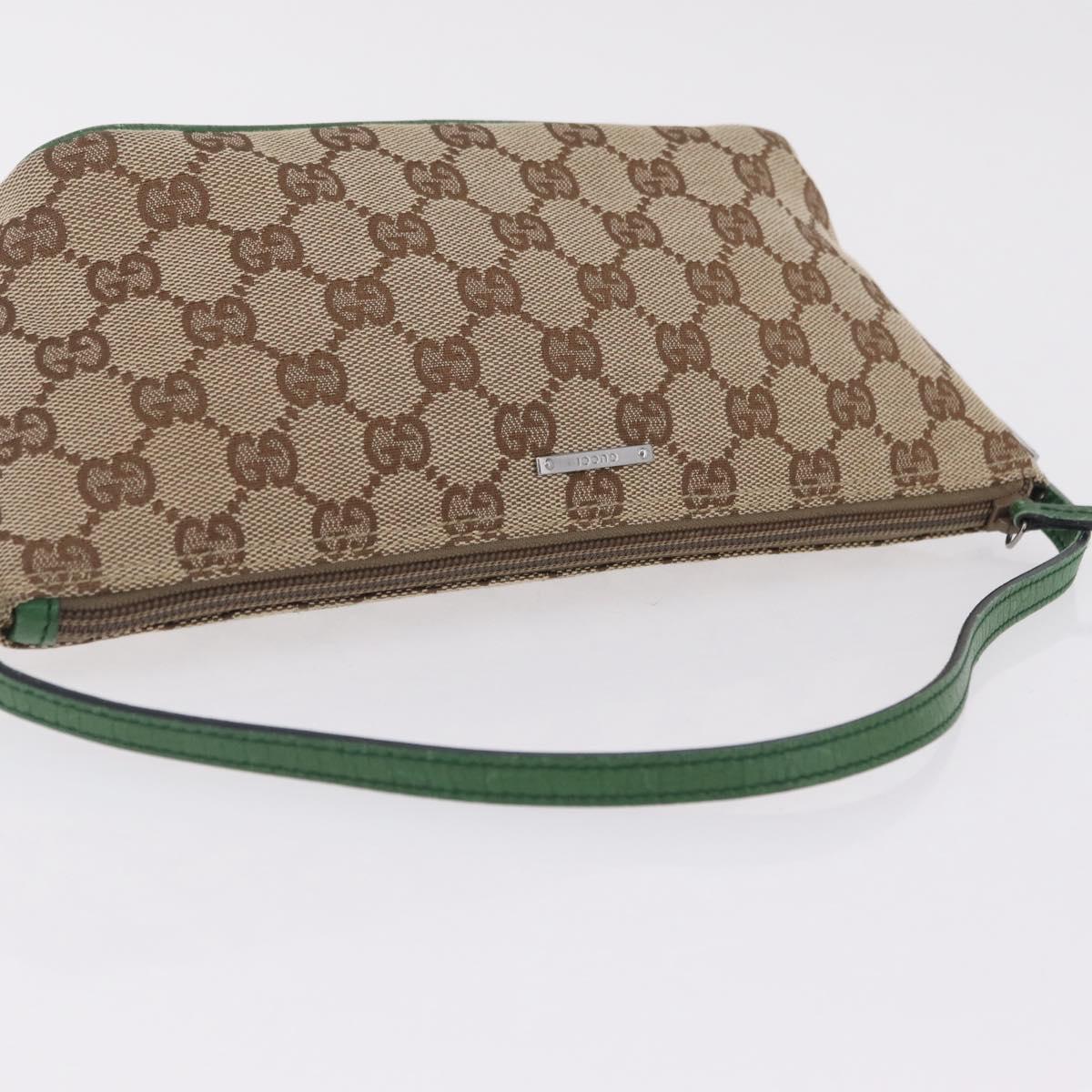 GUCCI GG Canvas Accessory Pouch Beige Silver 07198 Auth 211042V