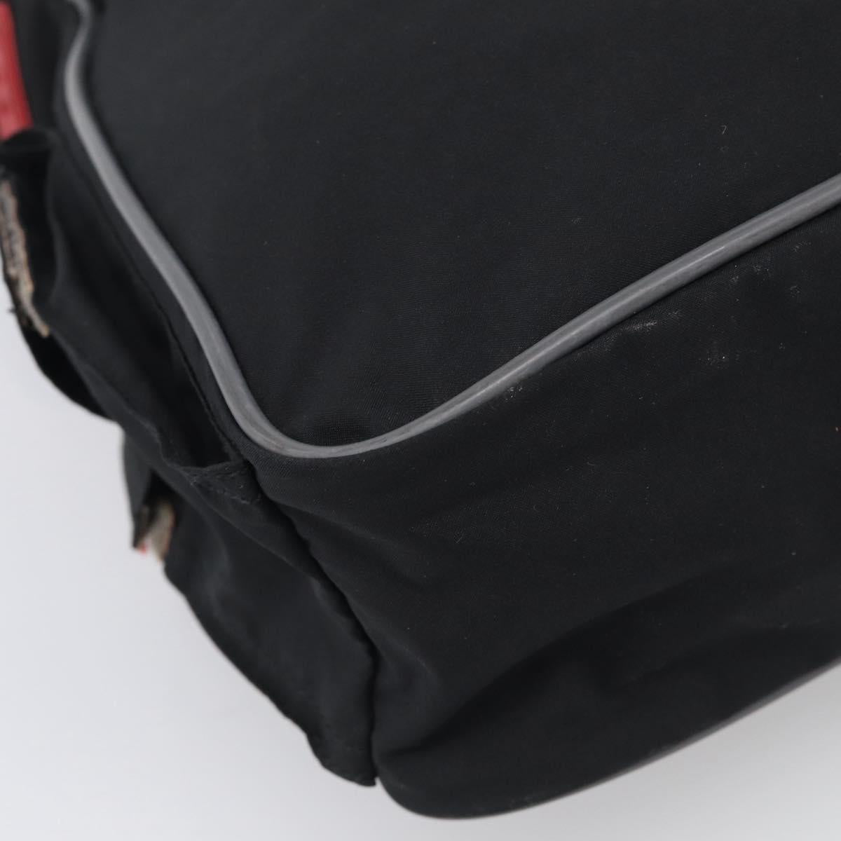 PRADA Shoulder Bag Nylon Black Silver Auth 211044A