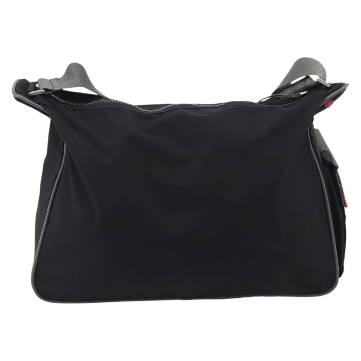 PRADA Shoulder Bag Nylon Black Silver Auth 211044A