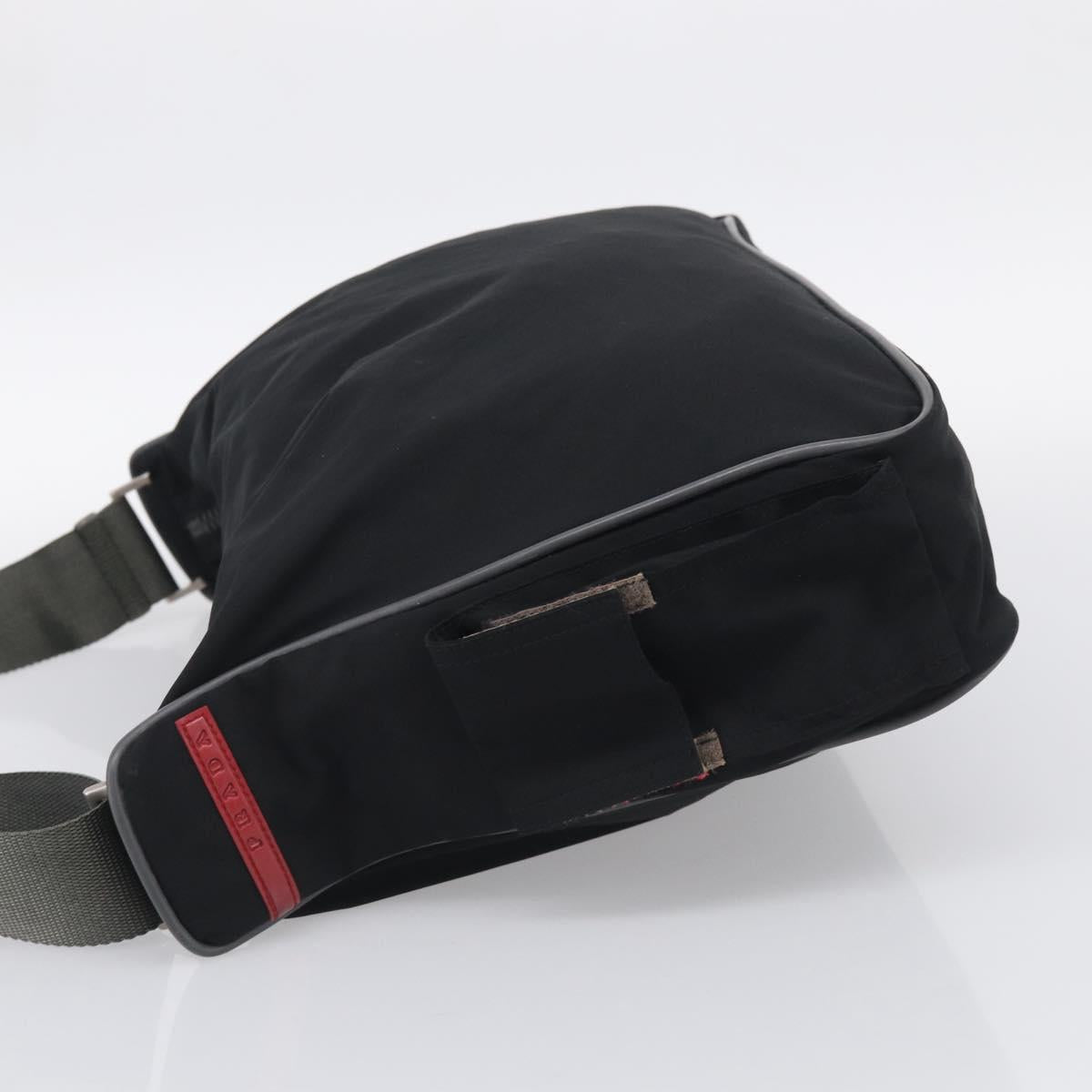 PRADA Shoulder Bag Nylon Black Silver Auth 211044A