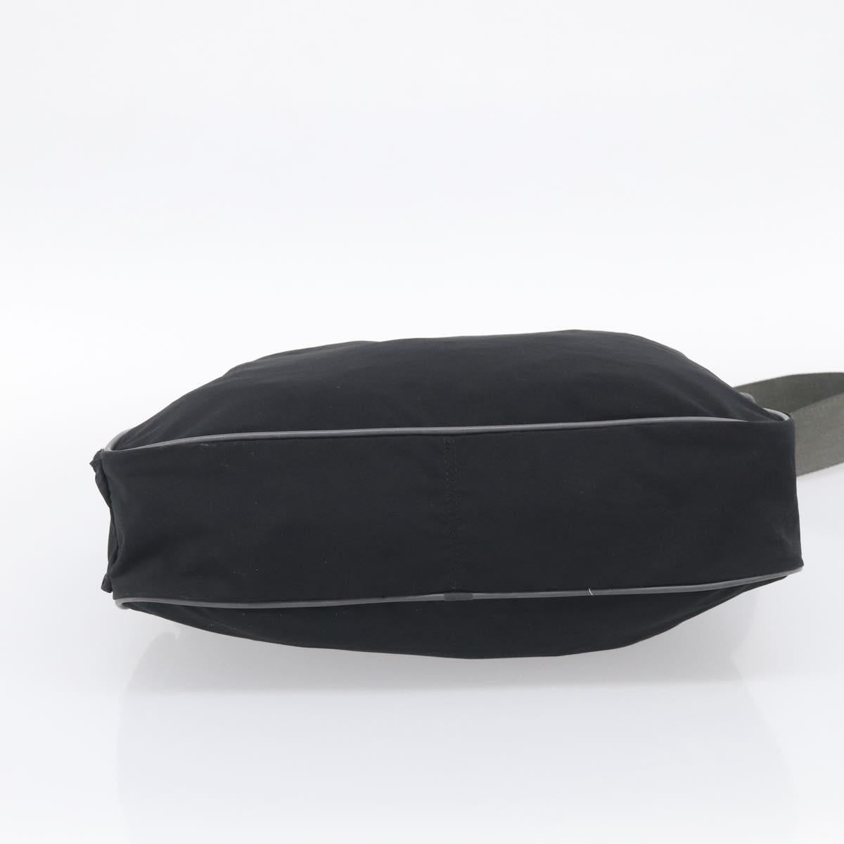 PRADA Shoulder Bag Nylon Black Silver Auth 211044A