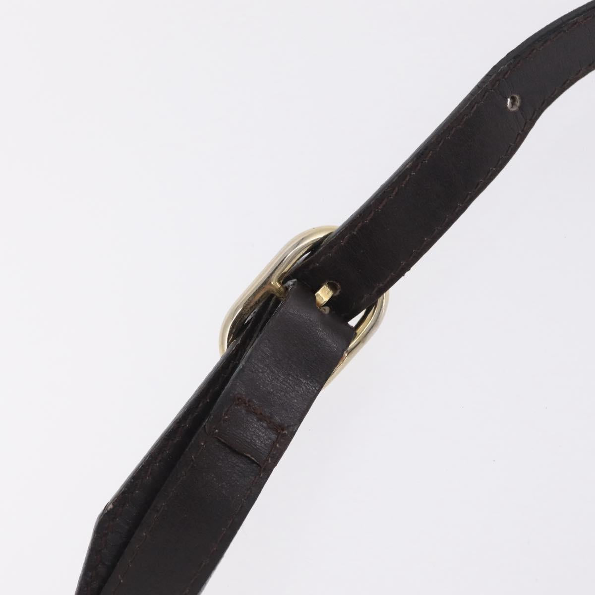 GUCCI Web Sherry Line Shoulder Bag Suede Brown Gold Tone Auth 211045