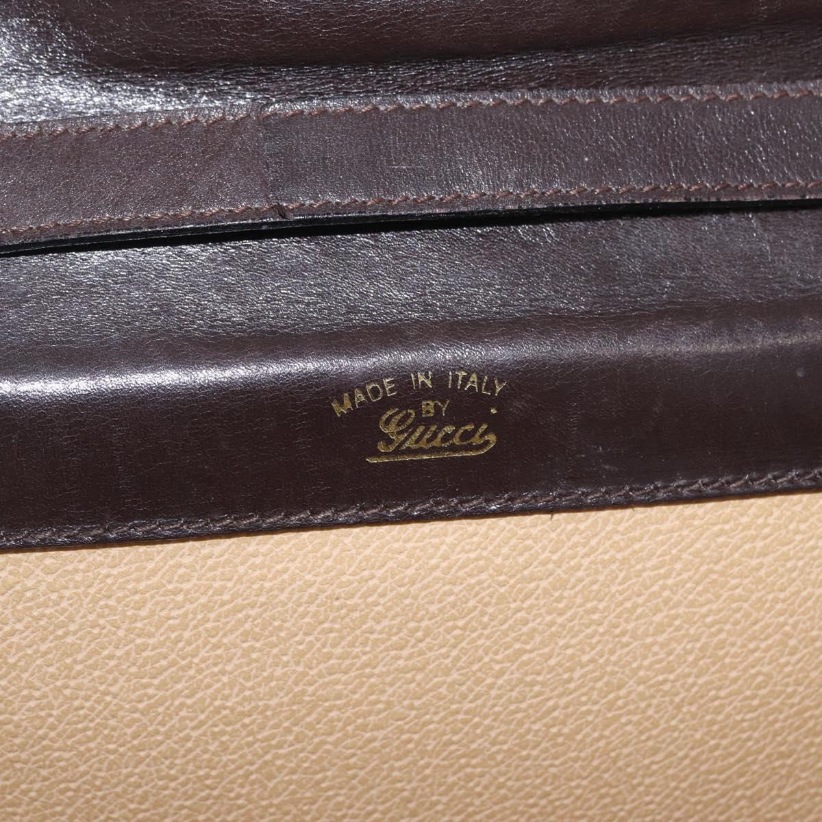 GUCCI Web Sherry Line Shoulder Bag Suede Brown Gold Tone Auth 211045