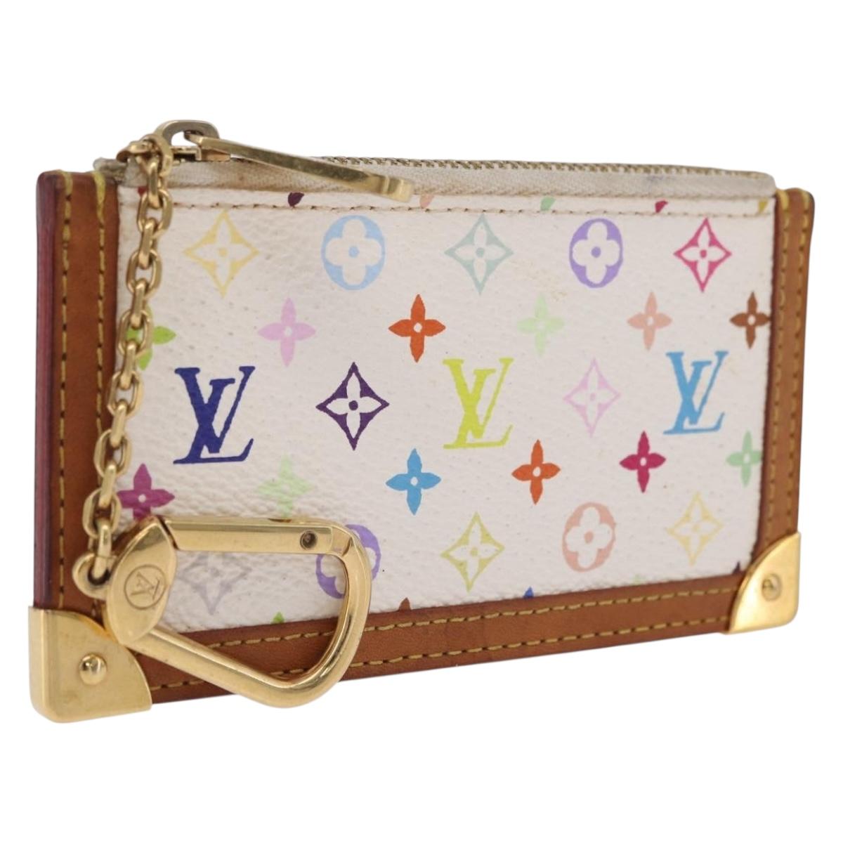 LOUIS VUITTON Monogram Multicolor Pochette Cles Purse White M92655 Auth 211046