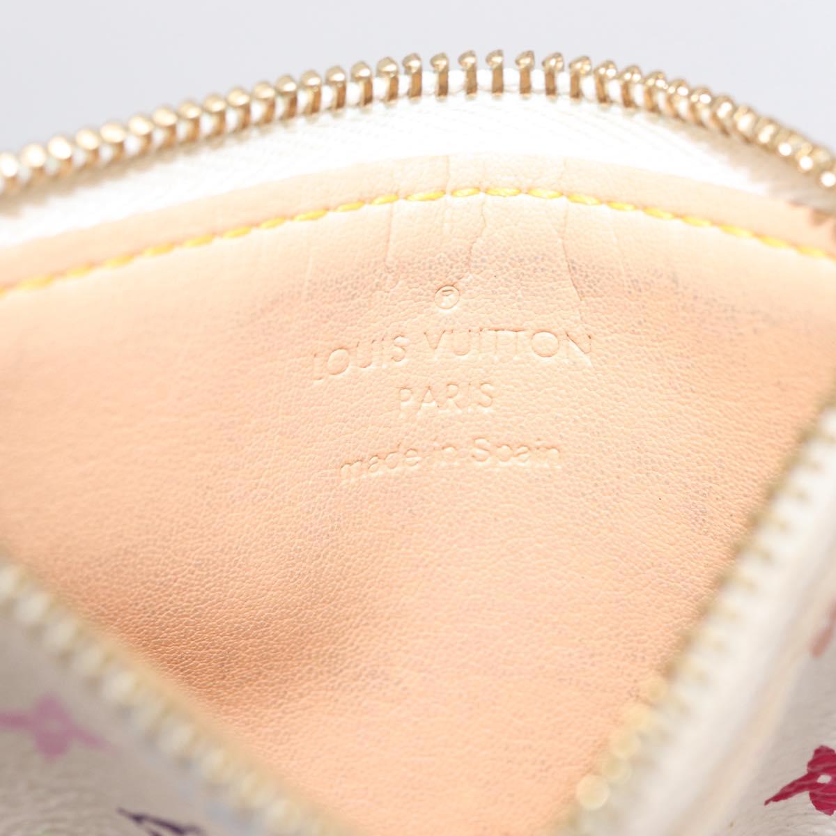 LOUIS VUITTON Monogram Multicolor Pochette Cles Purse White M92655 Auth 211046