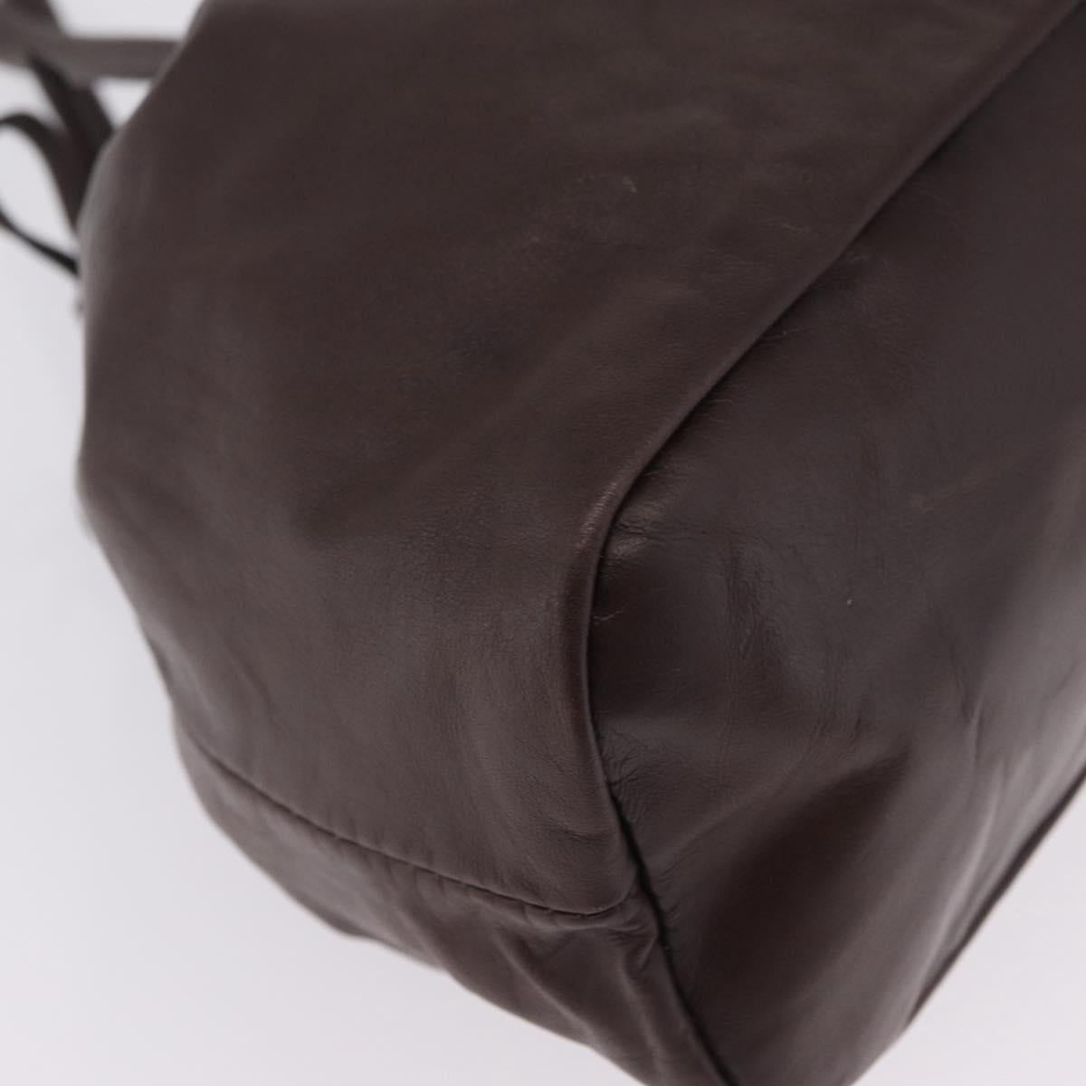 Miu Miu Hand Bag Leather Dark Brown Auth 211051