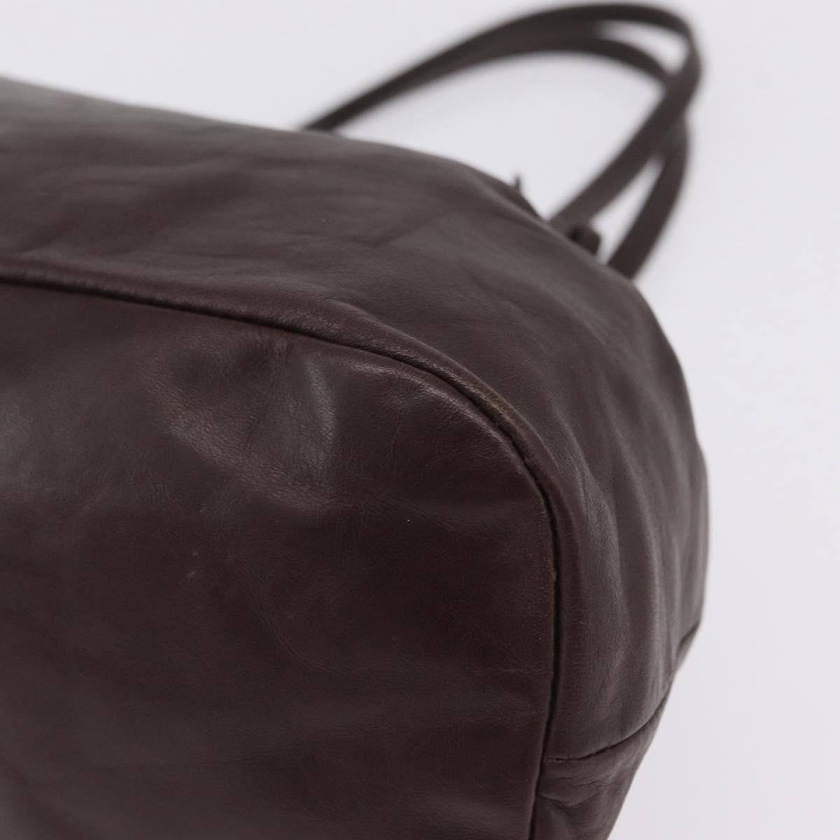Miu Miu Hand Bag Leather Dark Brown Auth 211051