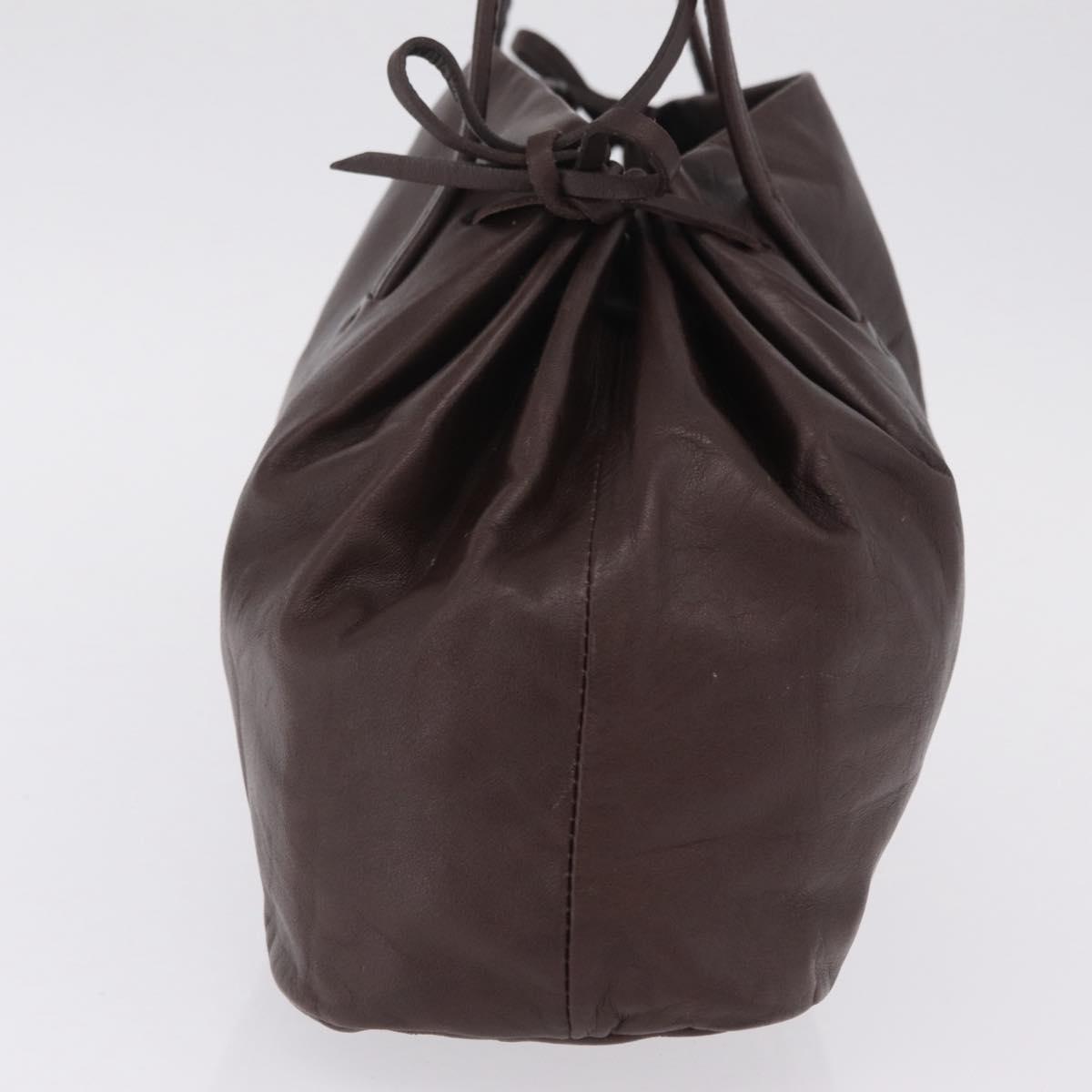Miu Miu Hand Bag Leather Dark Brown Auth 211051