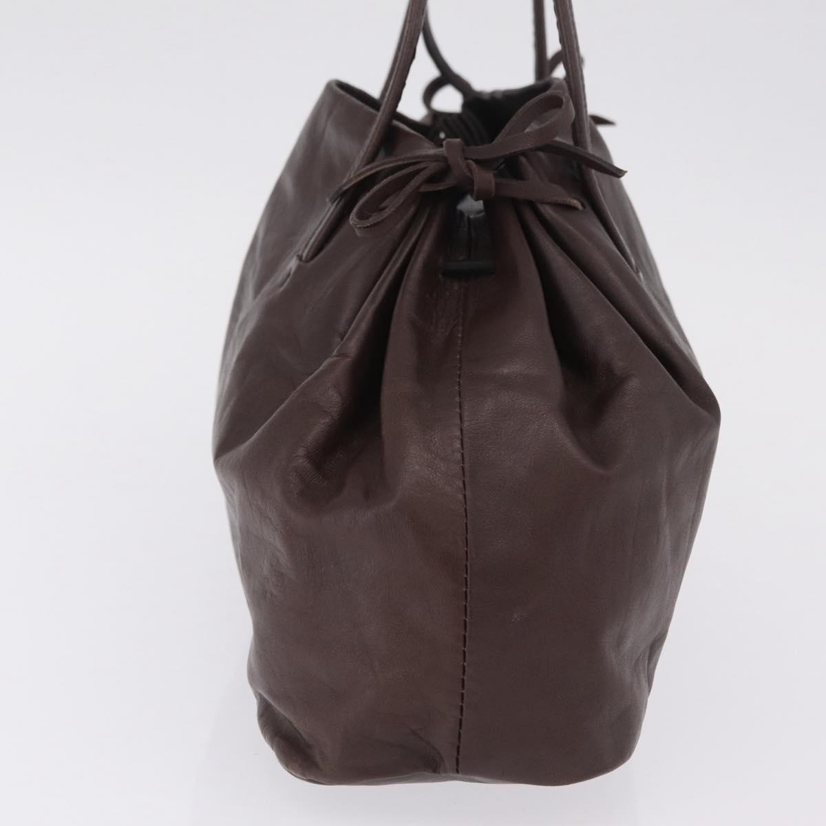 Miu Miu Hand Bag Leather Dark Brown Auth 211051