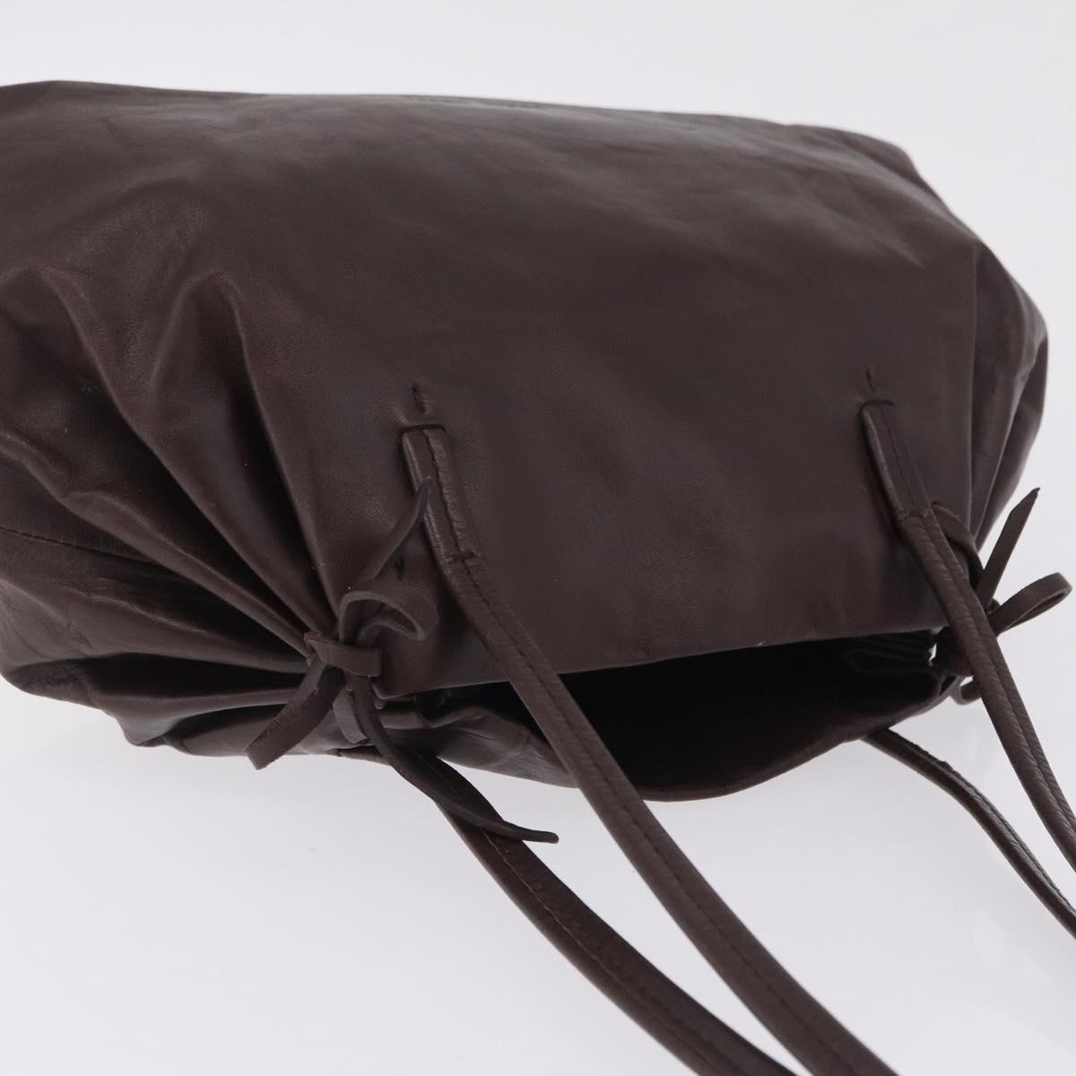 Miu Miu Hand Bag Leather Dark Brown Auth 211051