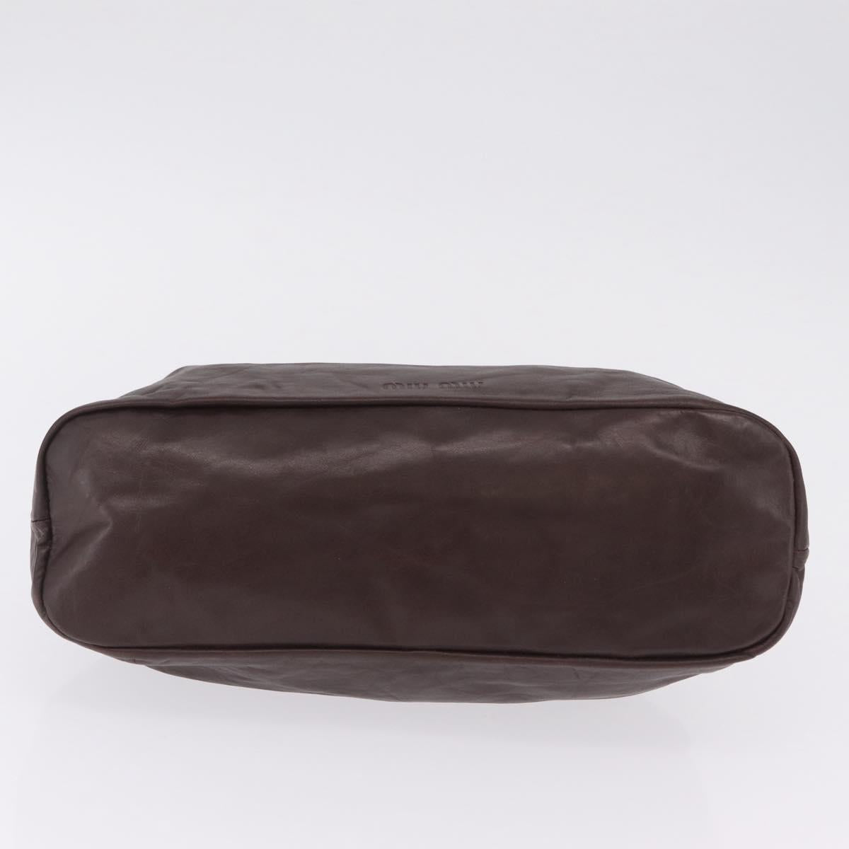 Miu Miu Hand Bag Leather Dark Brown Auth 211051