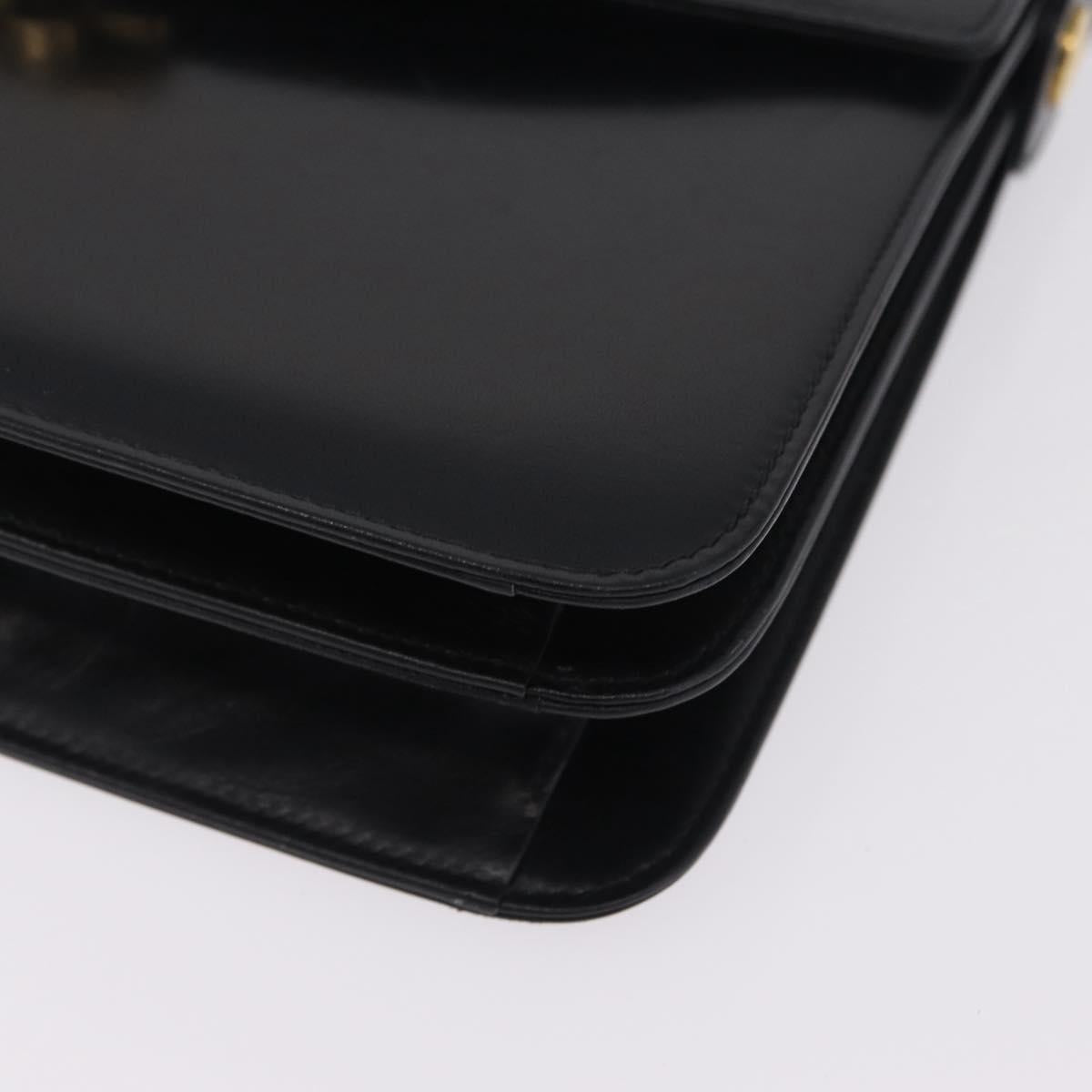 GUCCI Shoulder Bag Leather Black Gold Tone Auth 211052A
