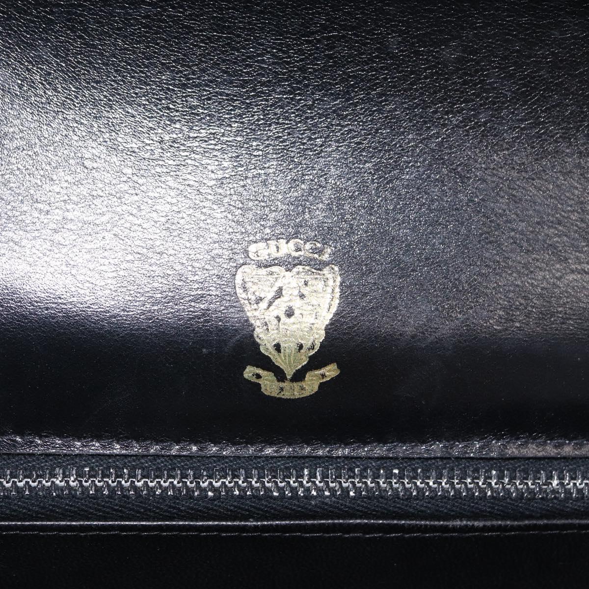 GUCCI Shoulder Bag Leather Black Gold Tone Auth 211052A