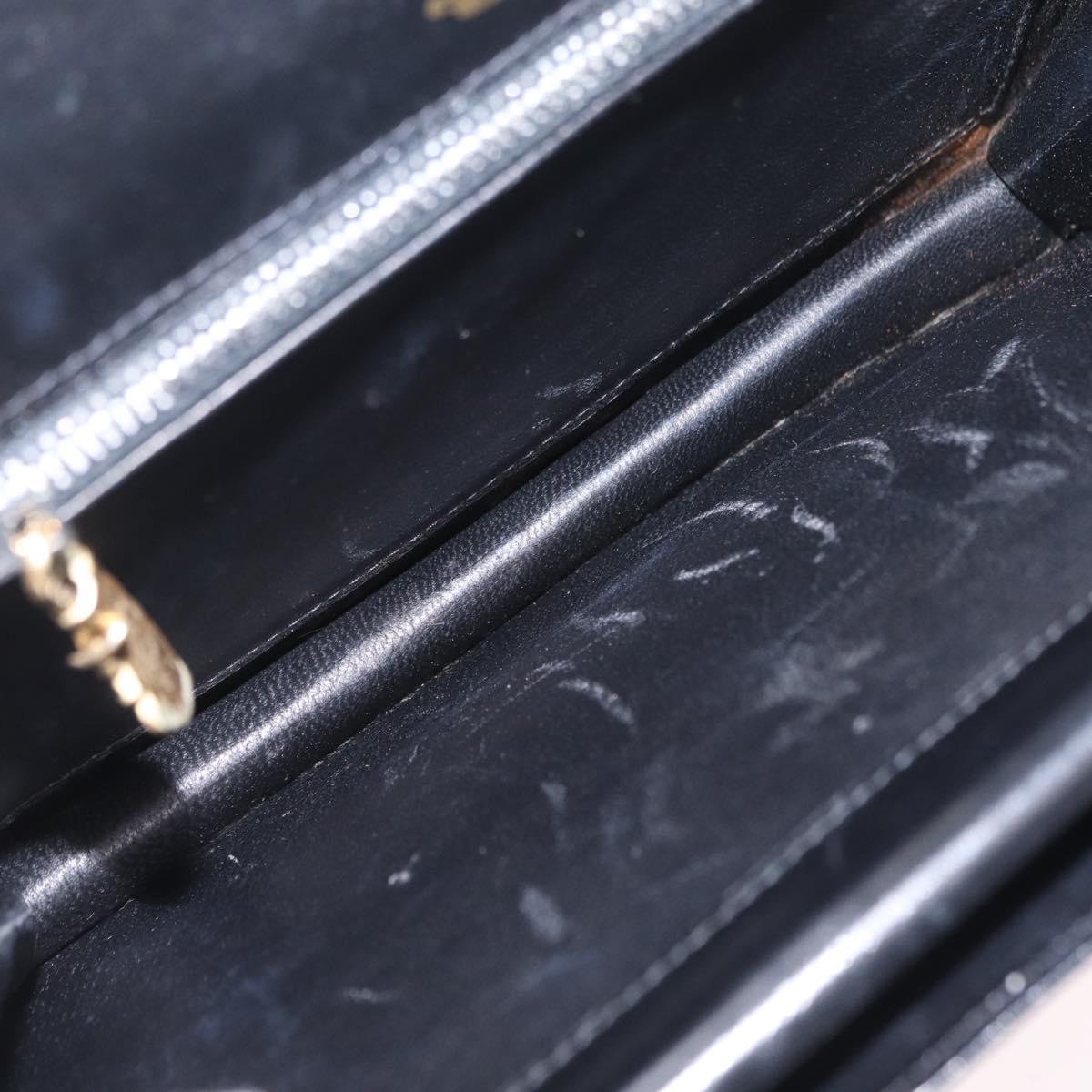 GUCCI Shoulder Bag Leather Black Gold Tone Auth 211052A