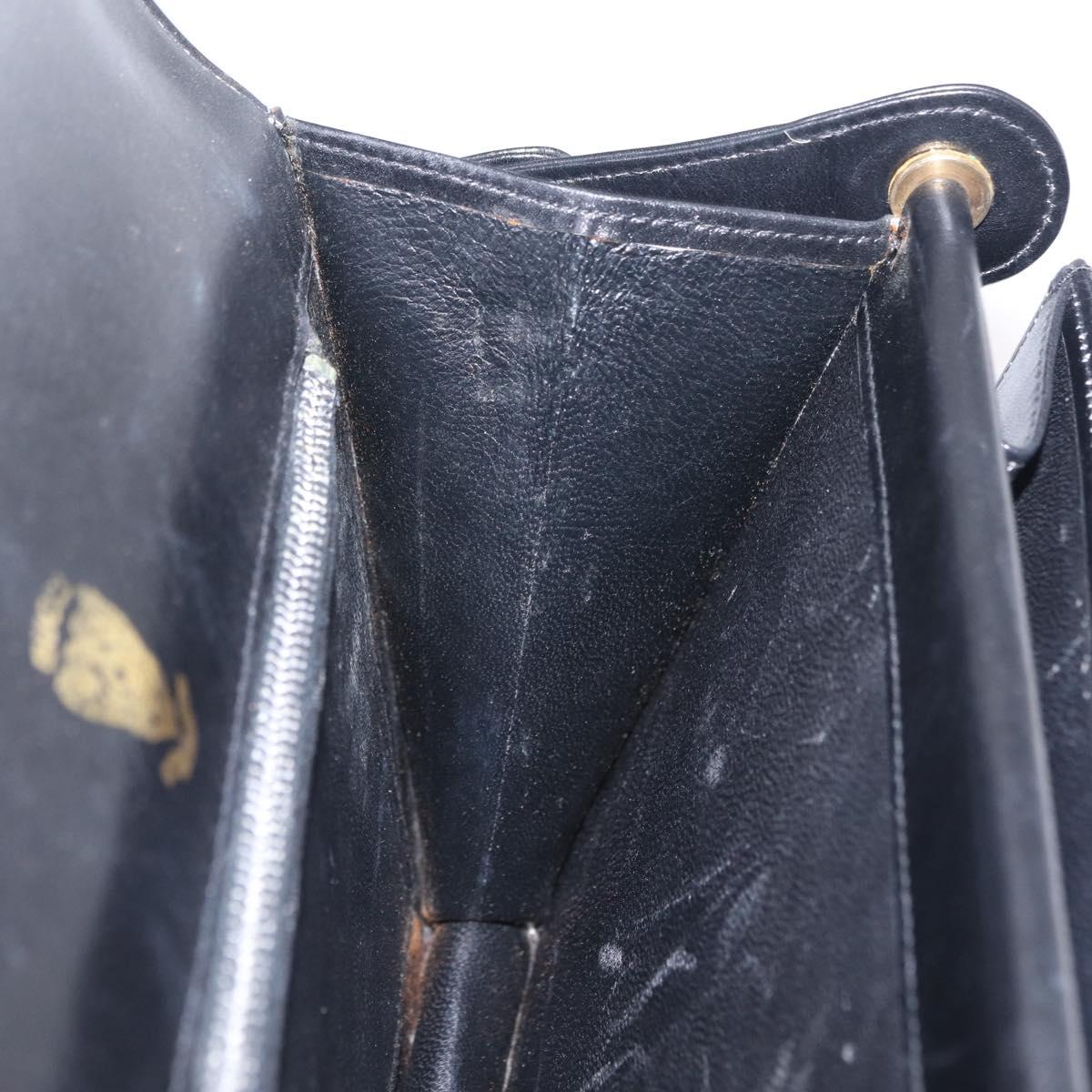 GUCCI Shoulder Bag Leather Black Gold Tone Auth 211052A