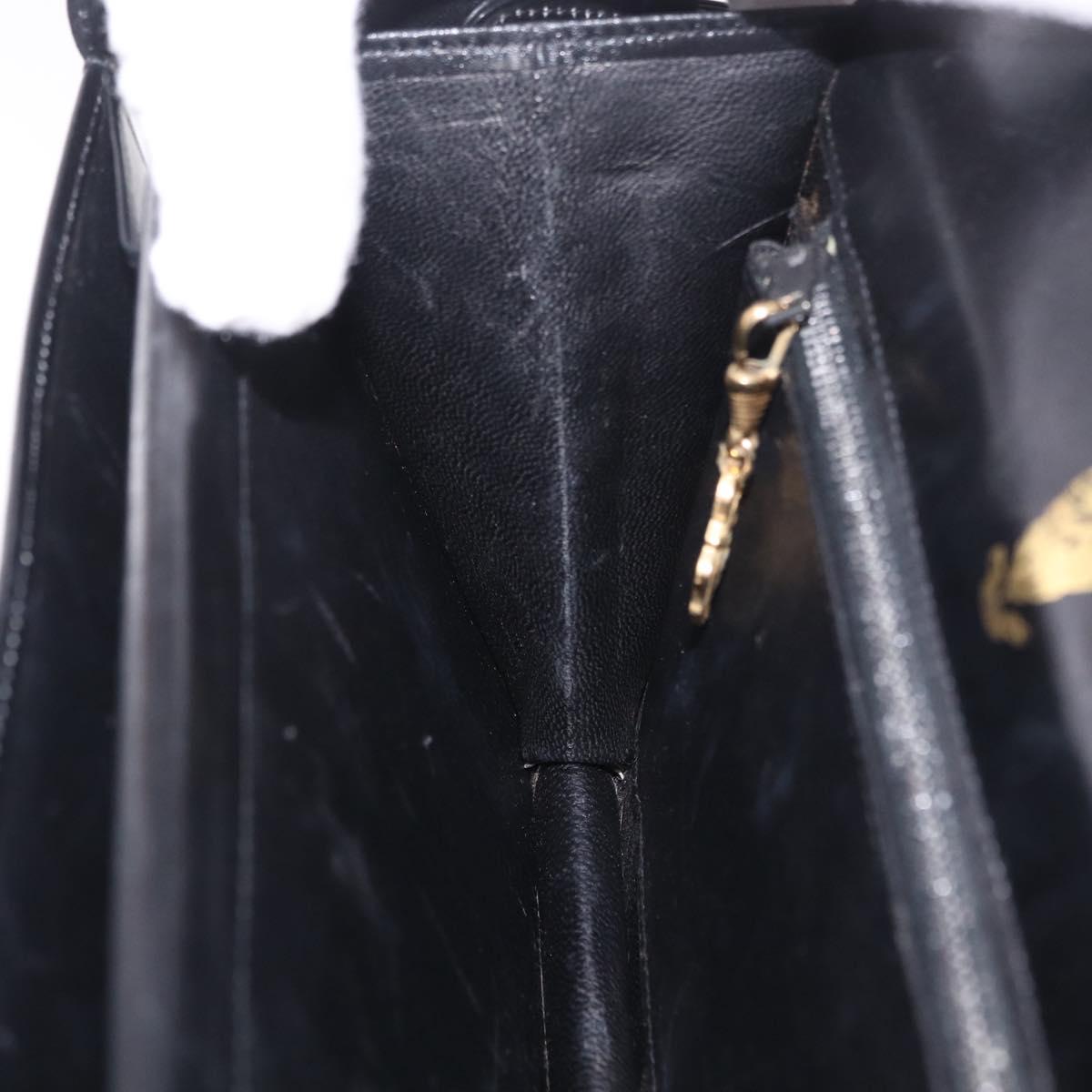 GUCCI Shoulder Bag Leather Black Gold Tone Auth 211052A