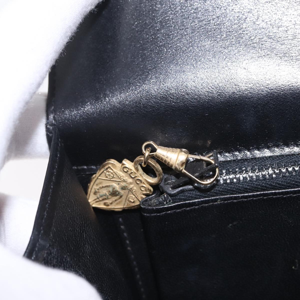 GUCCI Shoulder Bag Leather Black Gold Tone Auth 211052A