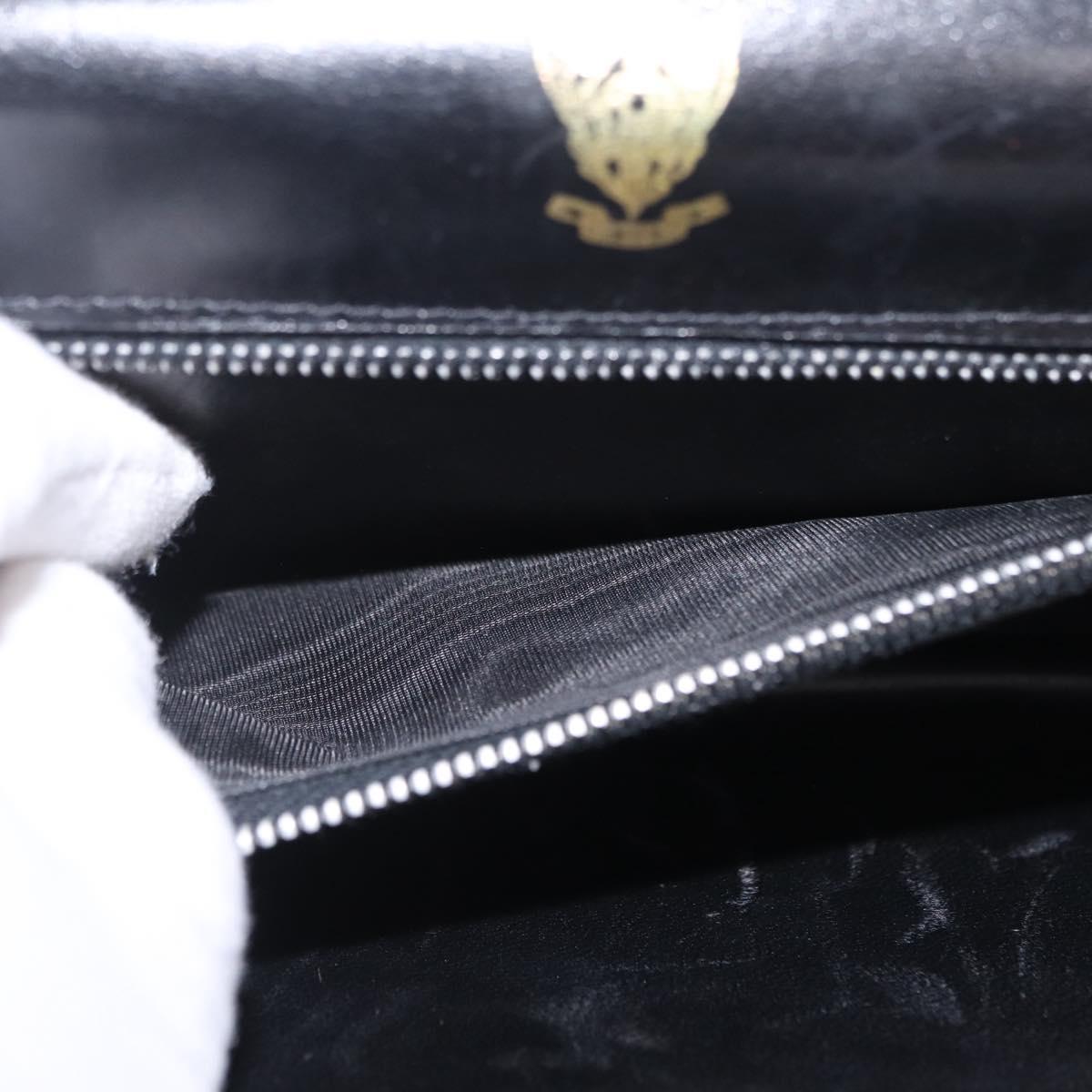 GUCCI Shoulder Bag Leather Black Gold Tone Auth 211052A