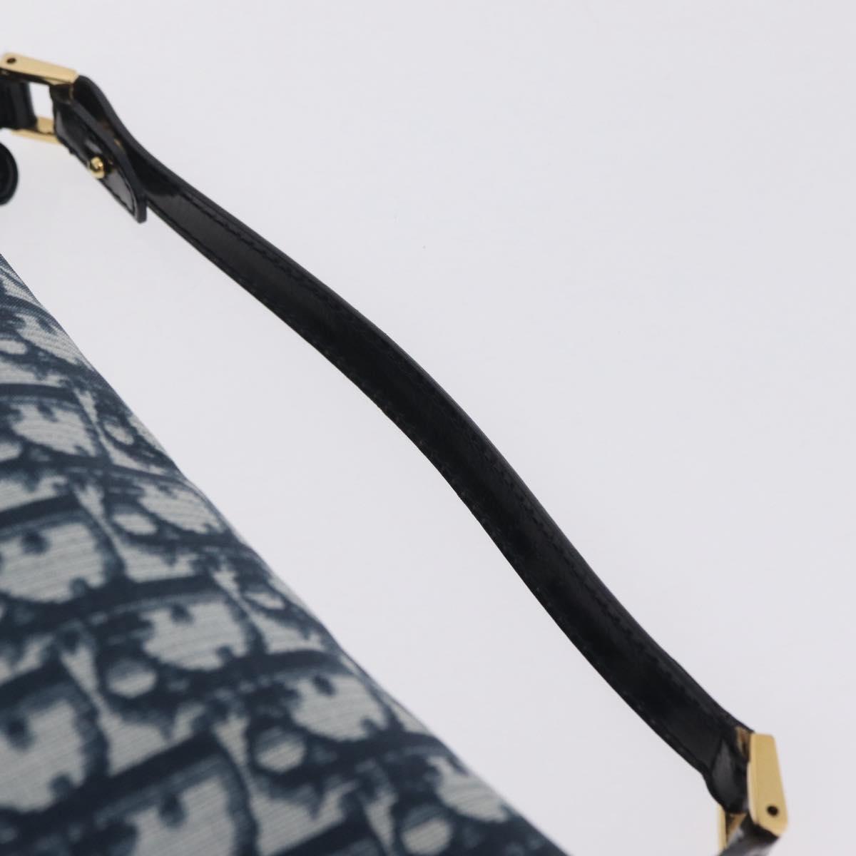 Christian Dior Trotter Canvas Hand Bag PVC Navy Gold Tone Auth 211053V