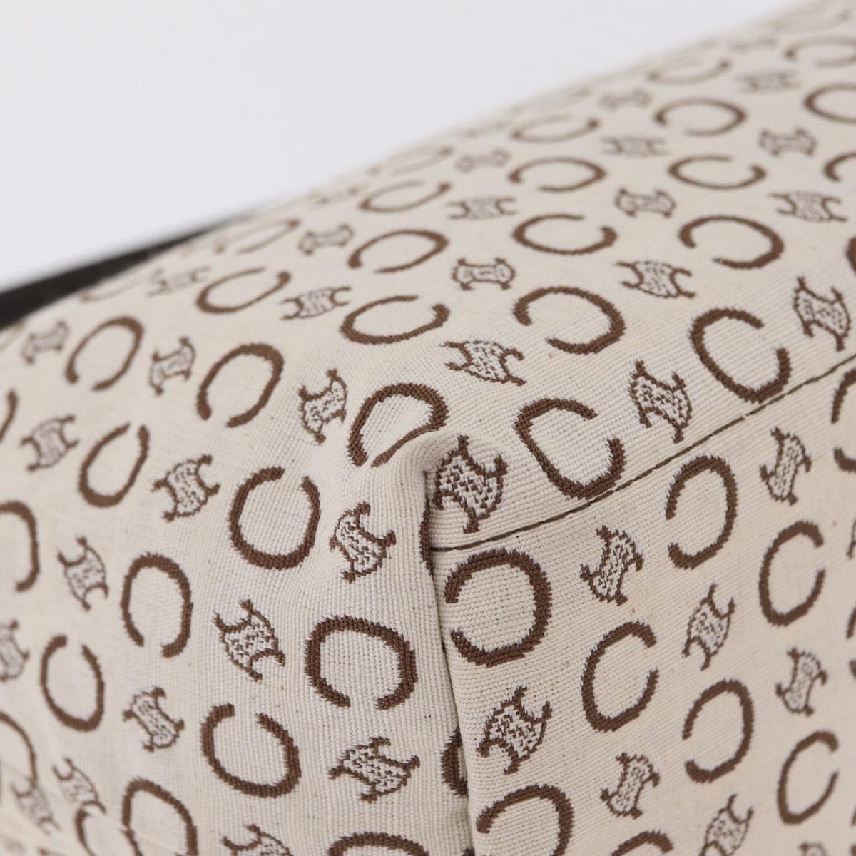 CELINE C Macadam Shoulder Bag Canvas Brown Gold Tone Auth 211054V