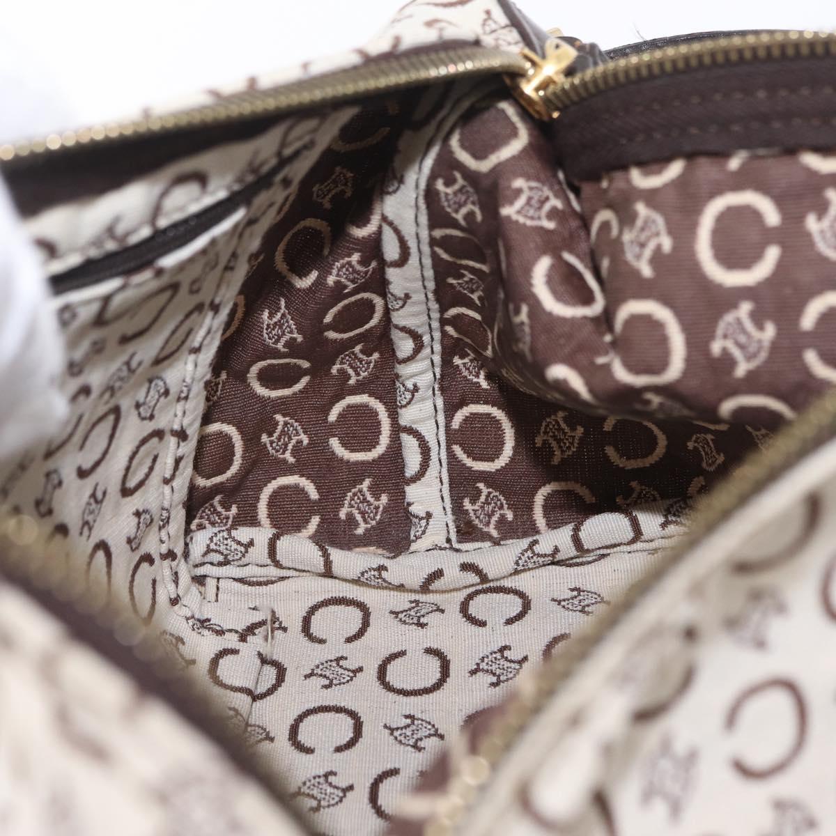 CELINE C Macadam Shoulder Bag Canvas Brown Gold Tone Auth 211054V