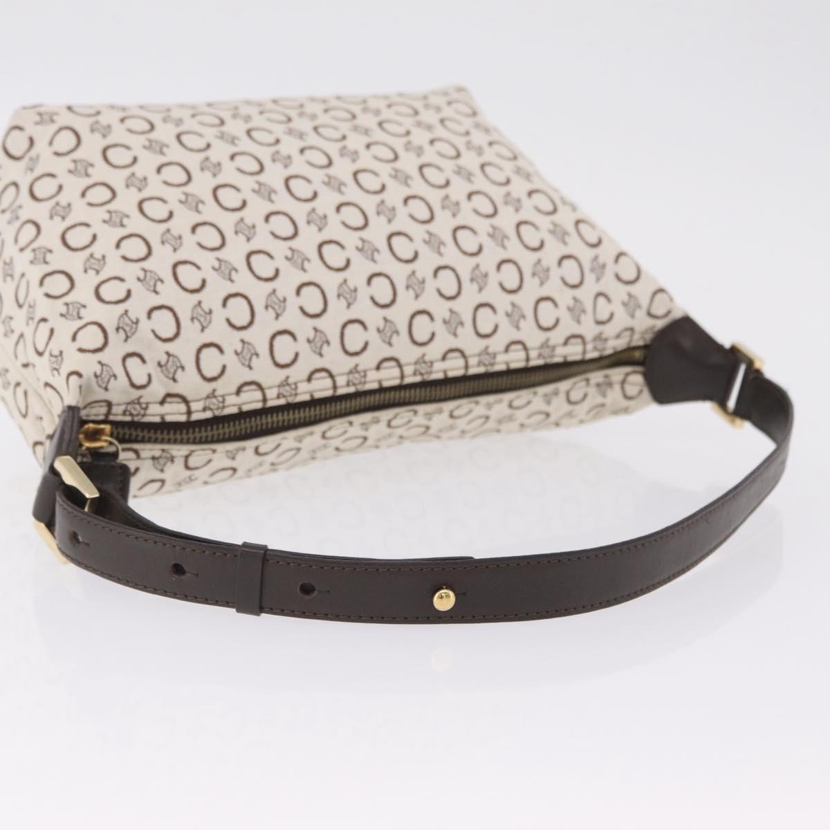 CELINE C Macadam Shoulder Bag Canvas Brown Gold Tone Auth 211054V