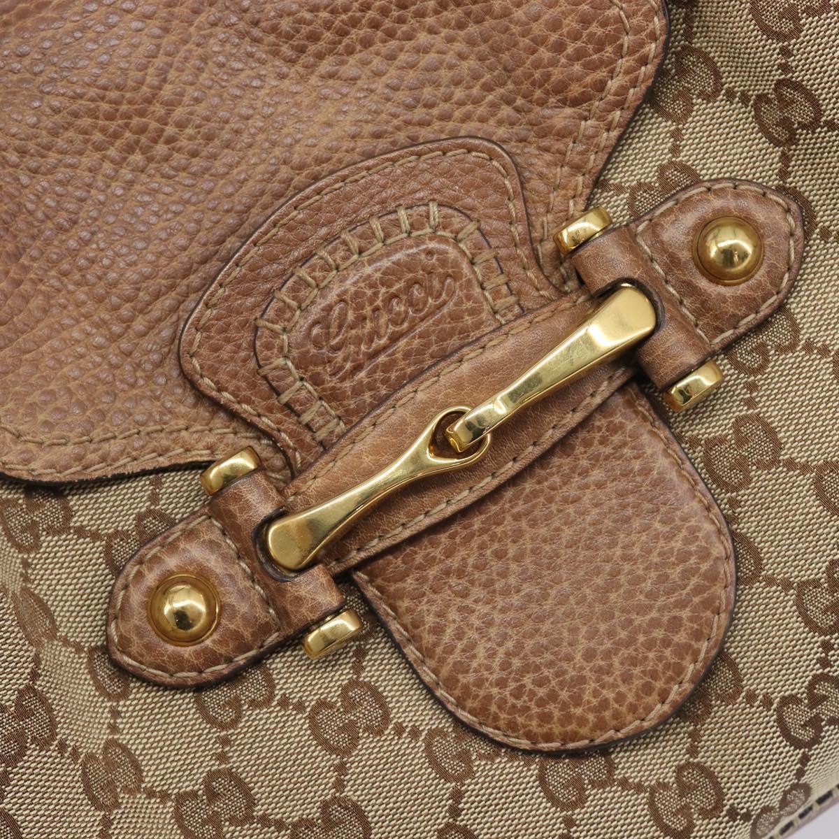GUCCI GG Canvas Horsebit Hand Bag Beige Gold Tone 223958 Auth 211056V